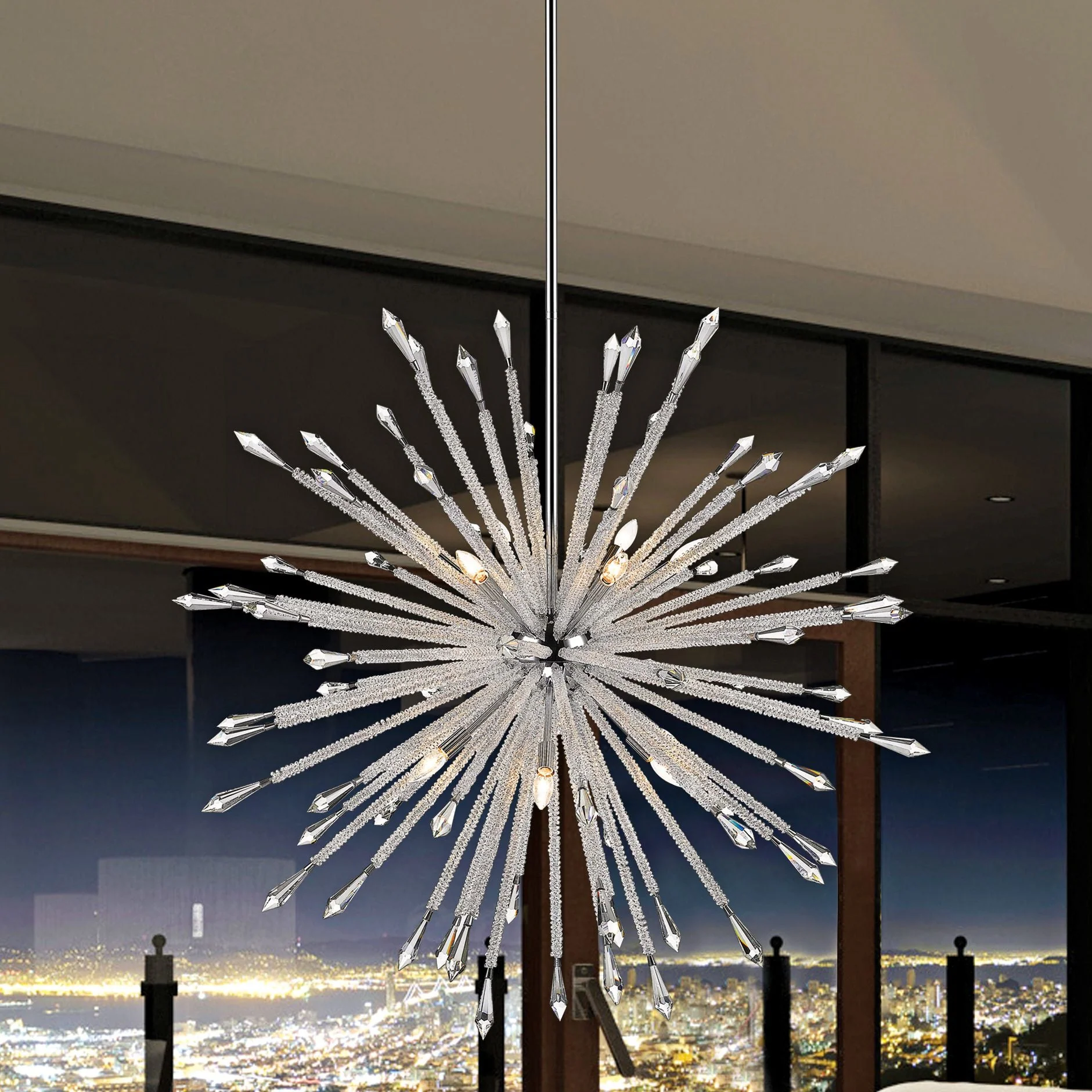 Soleia 47" Wide Chrome 12-Light Sputnik Chandelier - Image 2