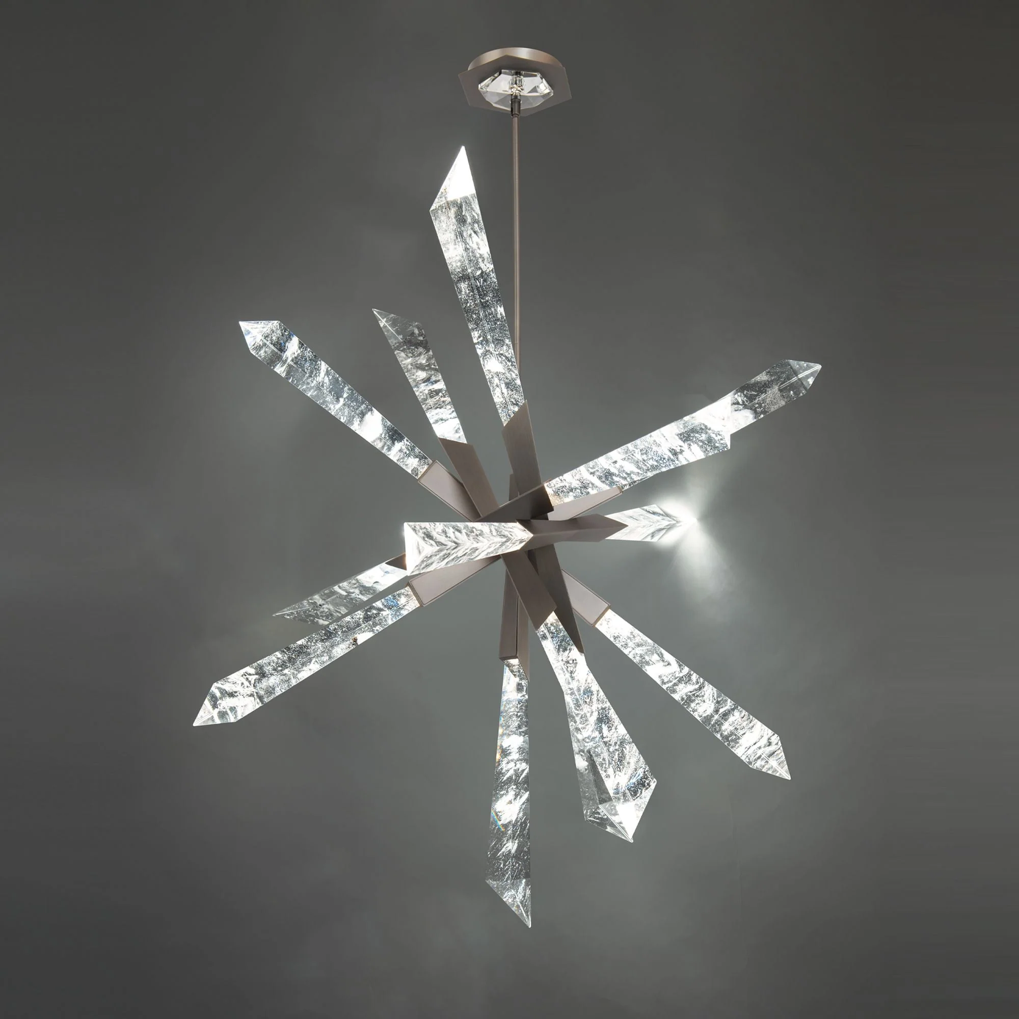 Solitude 35 1/2"W Antique Nickel Crystal LED Pendant Light - Image 3