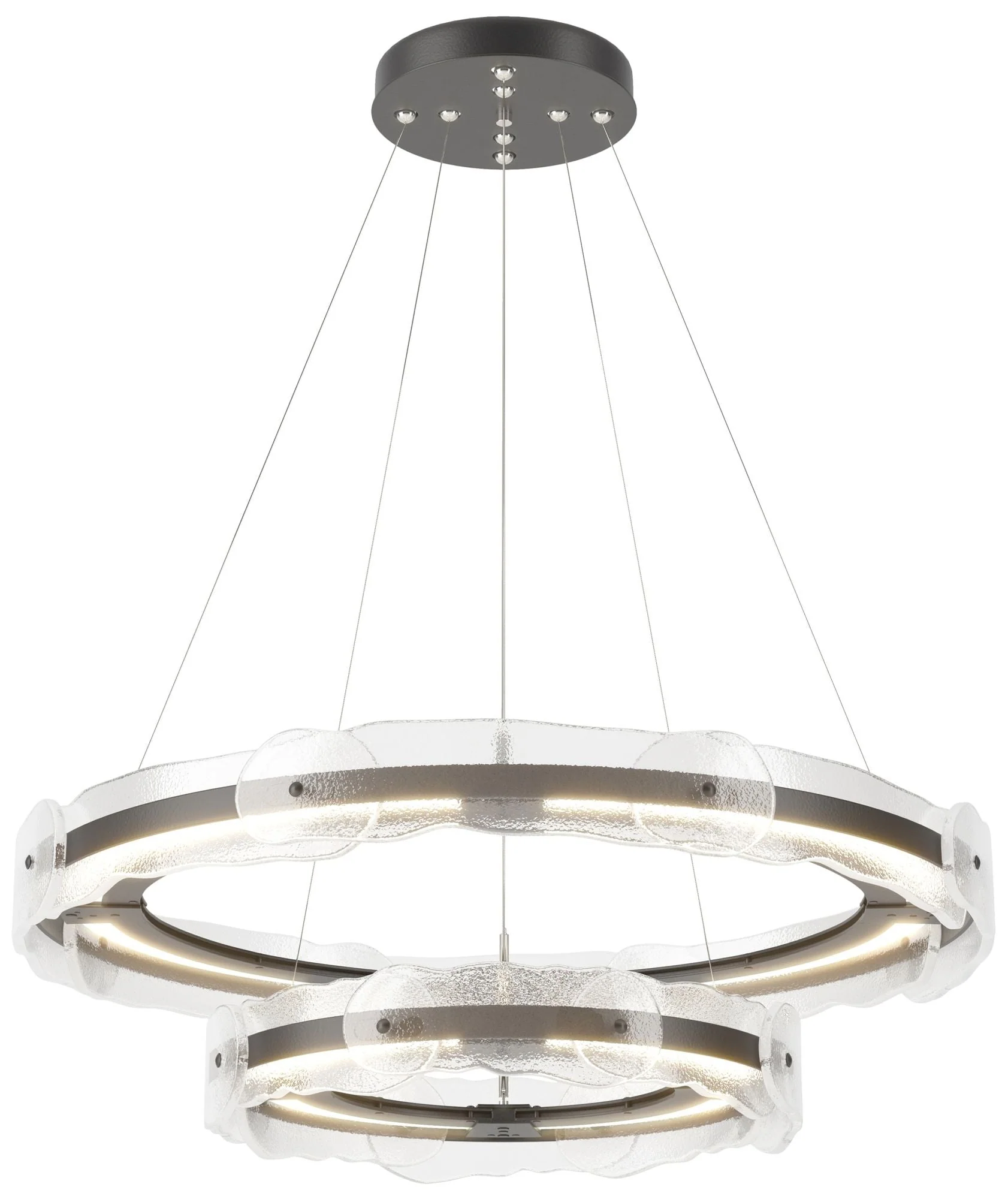 Solstice 36.6"W Tiered Black Standard LED Pendant w/ Clear Glass Shade - Image 1