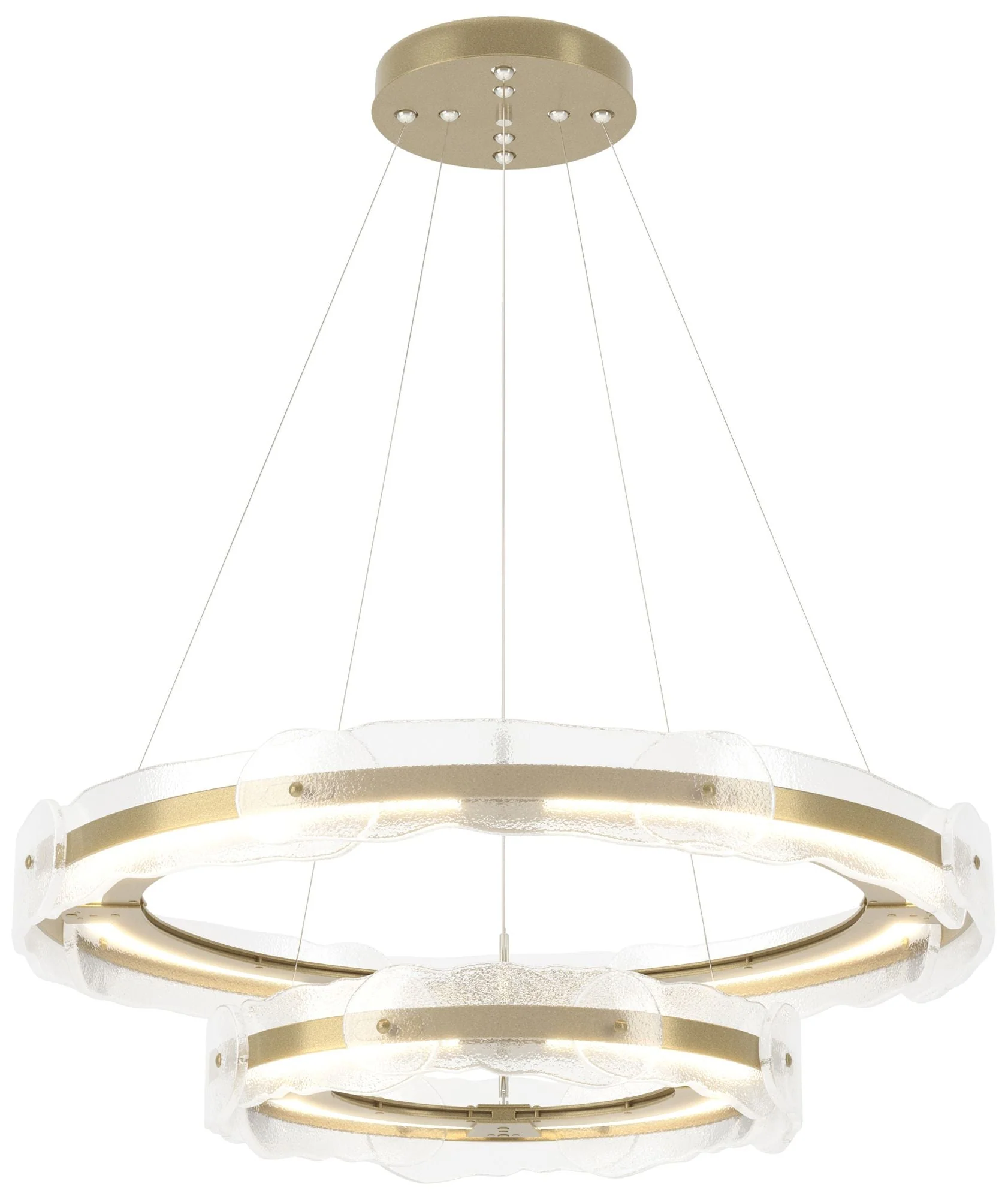 Solstice 36.6"W Tiered Brass Standard LED Pendant w/ Clear Glass Shade - Image 1