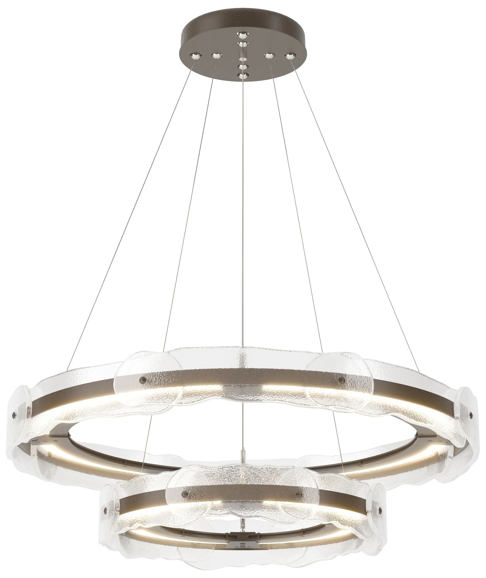 Solstice 36.6"W Tiered Bronze Standard LED Pendant w/ Clear Glass Shad - Image 1