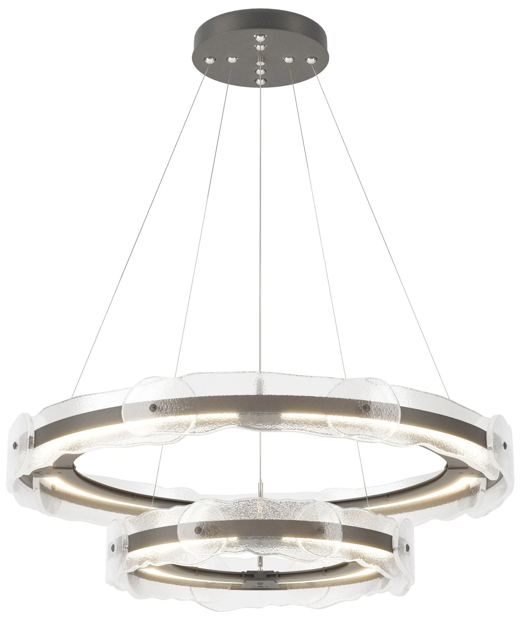 Solstice 36.6"W Tiered Natural Iron Standard LED Pendant w/ Clear Shad - Image 1