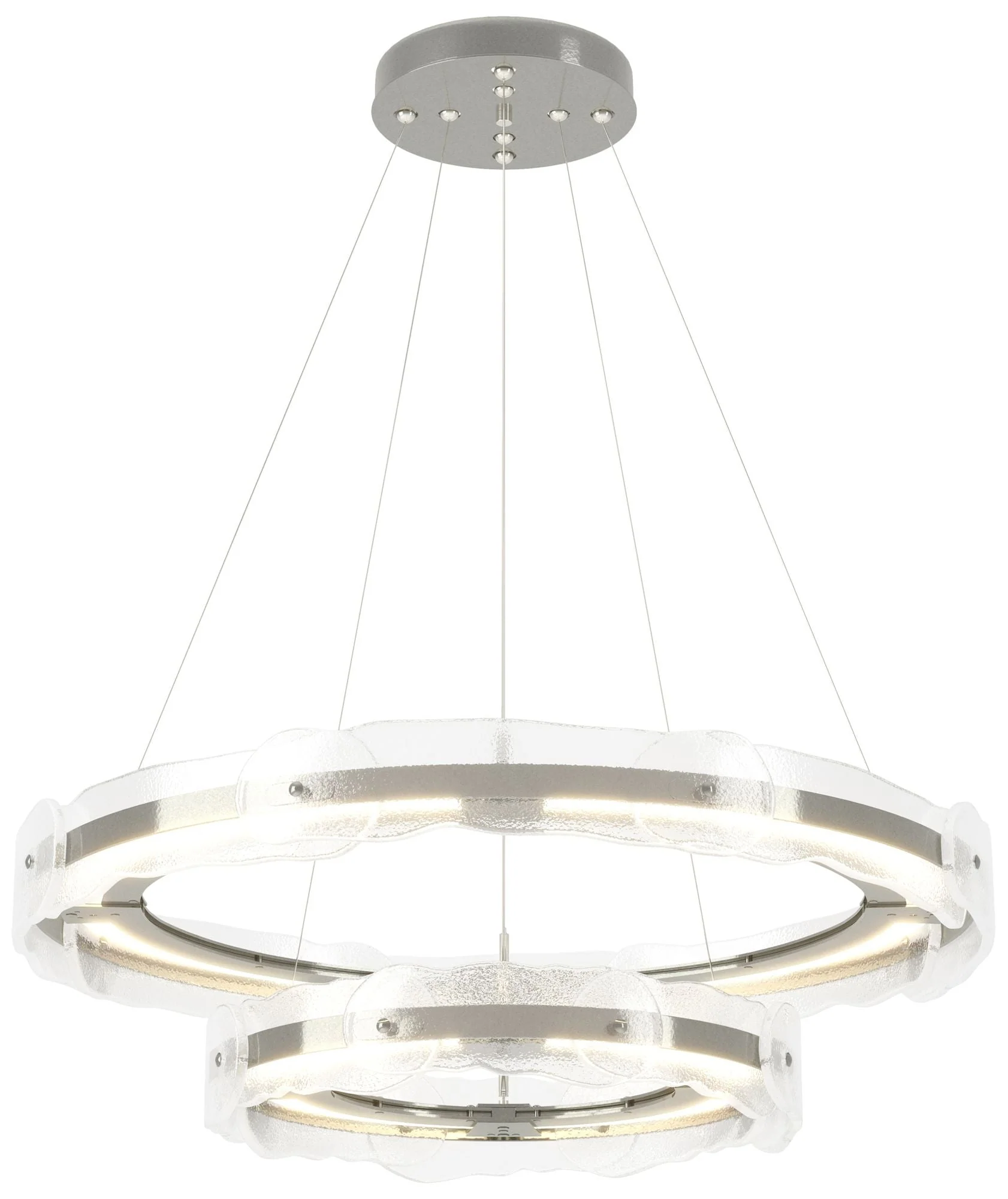 Solstice 36.6"W Tiered Sterling Standard LED Pendant w/ Clear Glass Sh - Image 1