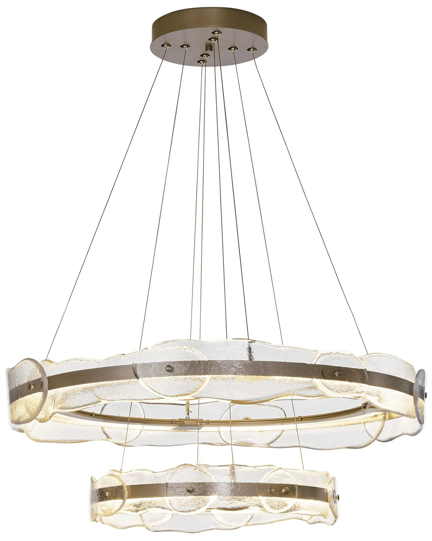 Solstice LED Tiered Pendant - Gold Finish - Clear Glass - Standard Height - Image 1