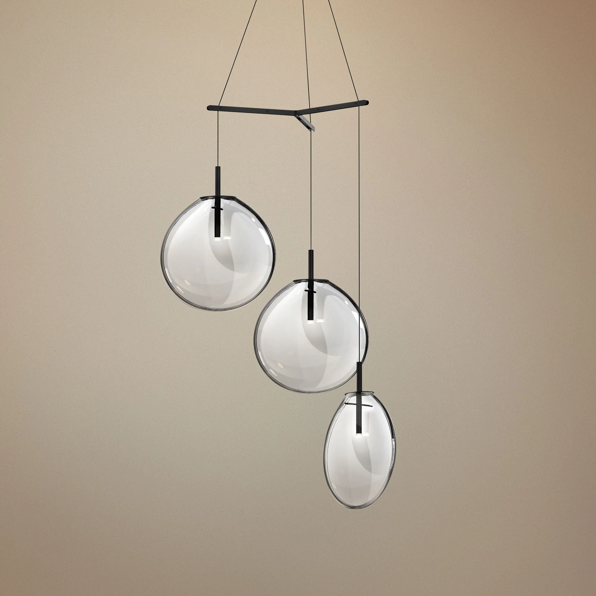 Sonneman Cantina 36" Wide Clear 3-LED Multi Light Pendant - Image 1