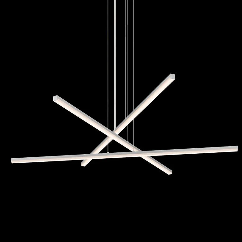 Sonneman Stix 39 1/2"W Satin Aluminum 3-Light LED Pendant - Image 1