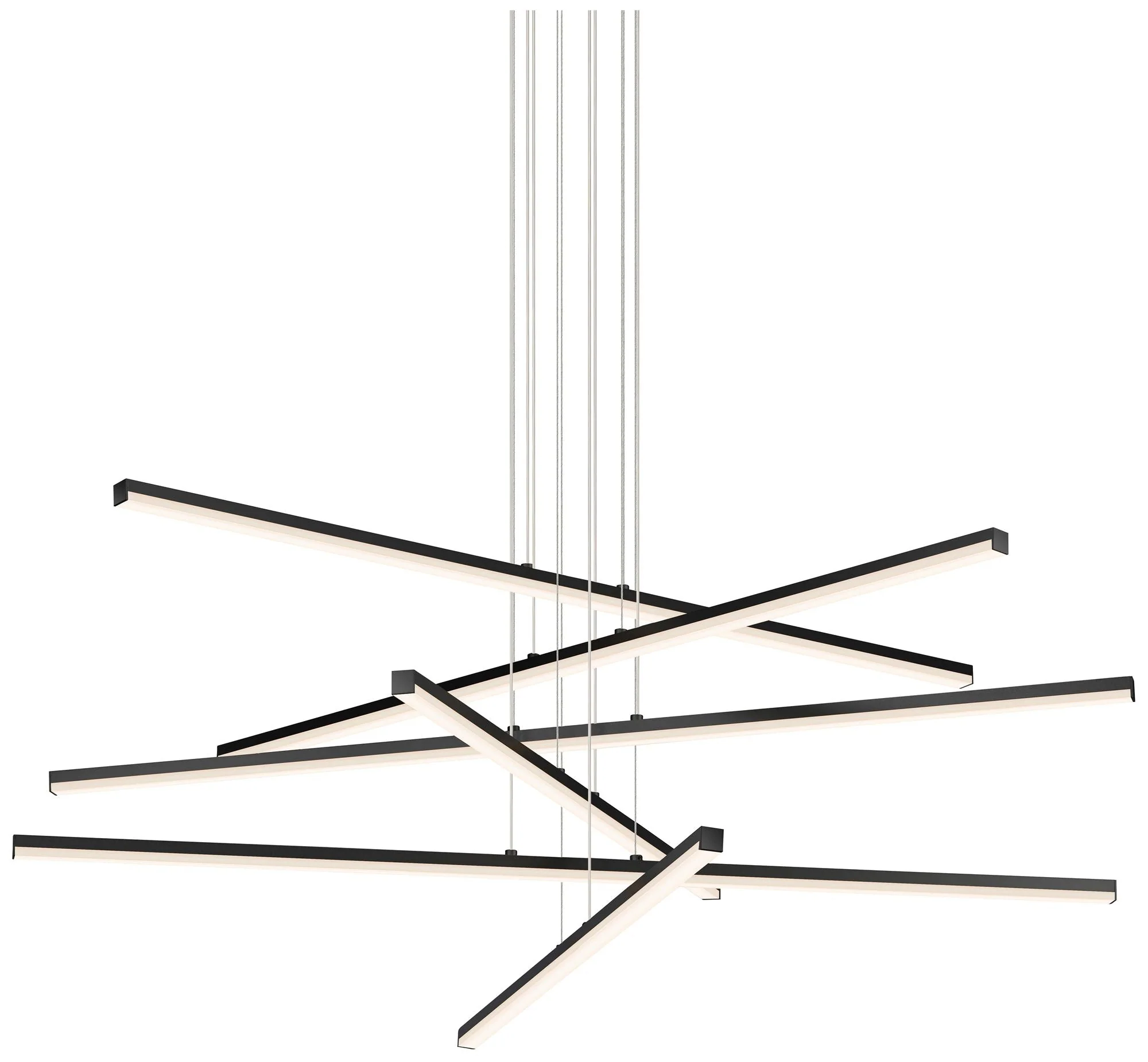 Sonneman Stix 39 1/2"W Satin Black 6-Light LED Pendant - Image 2