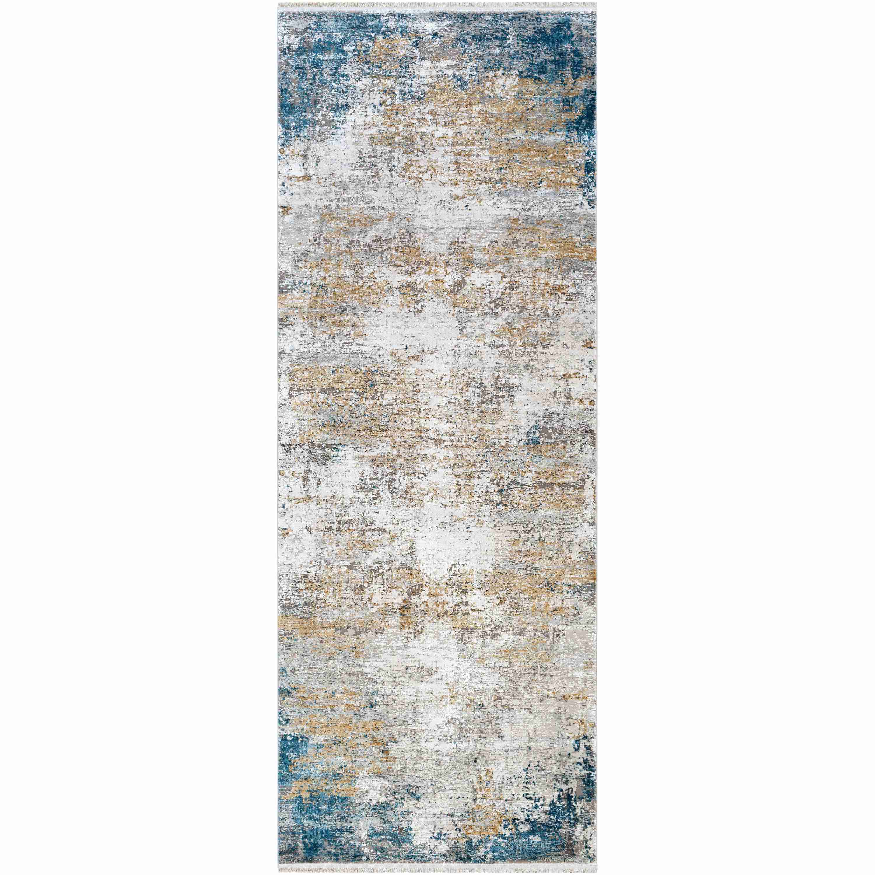 Surya Rugs Solar Collection Sky Blue, Dark Blue, Saffron, White, Gray & Charcoal Area Rug SOR-2301 - Image 2