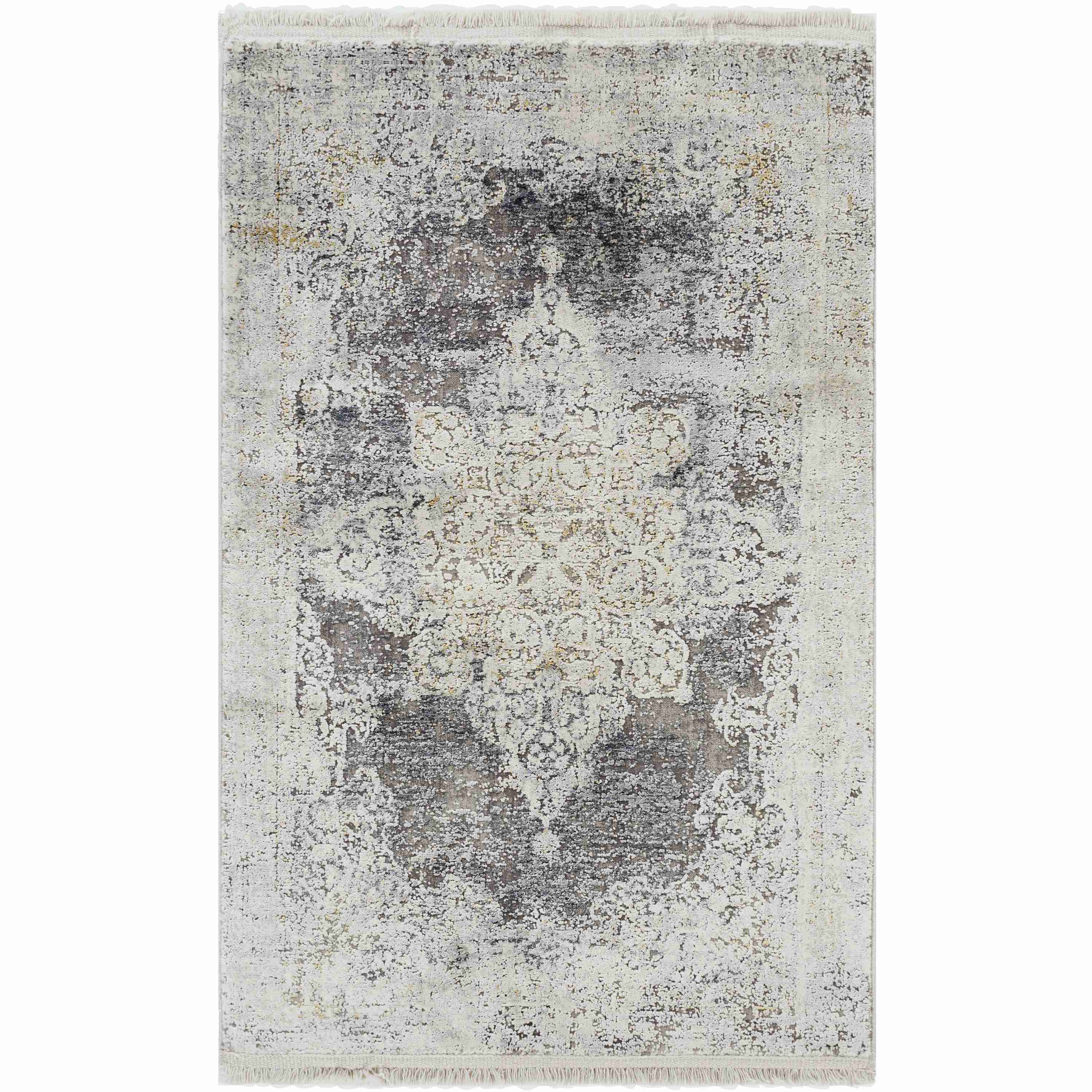 Surya Rugs Solar Collection Black, Gray, Charcoal, Saffron & White Area Rug SOR-2305 - Image 1