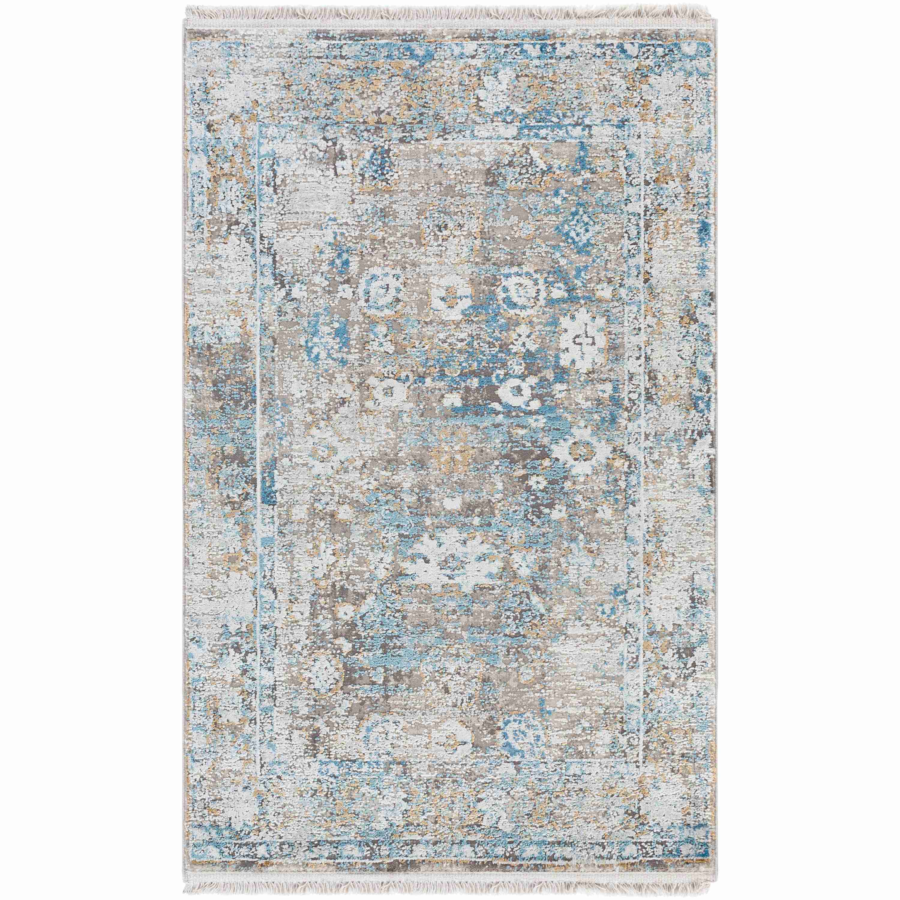 Surya Rugs Solar Collection Sky Blue, Dark Blue, Gray, Charcoal, White & Saffron Area Rug SOR-2307 - Image 1