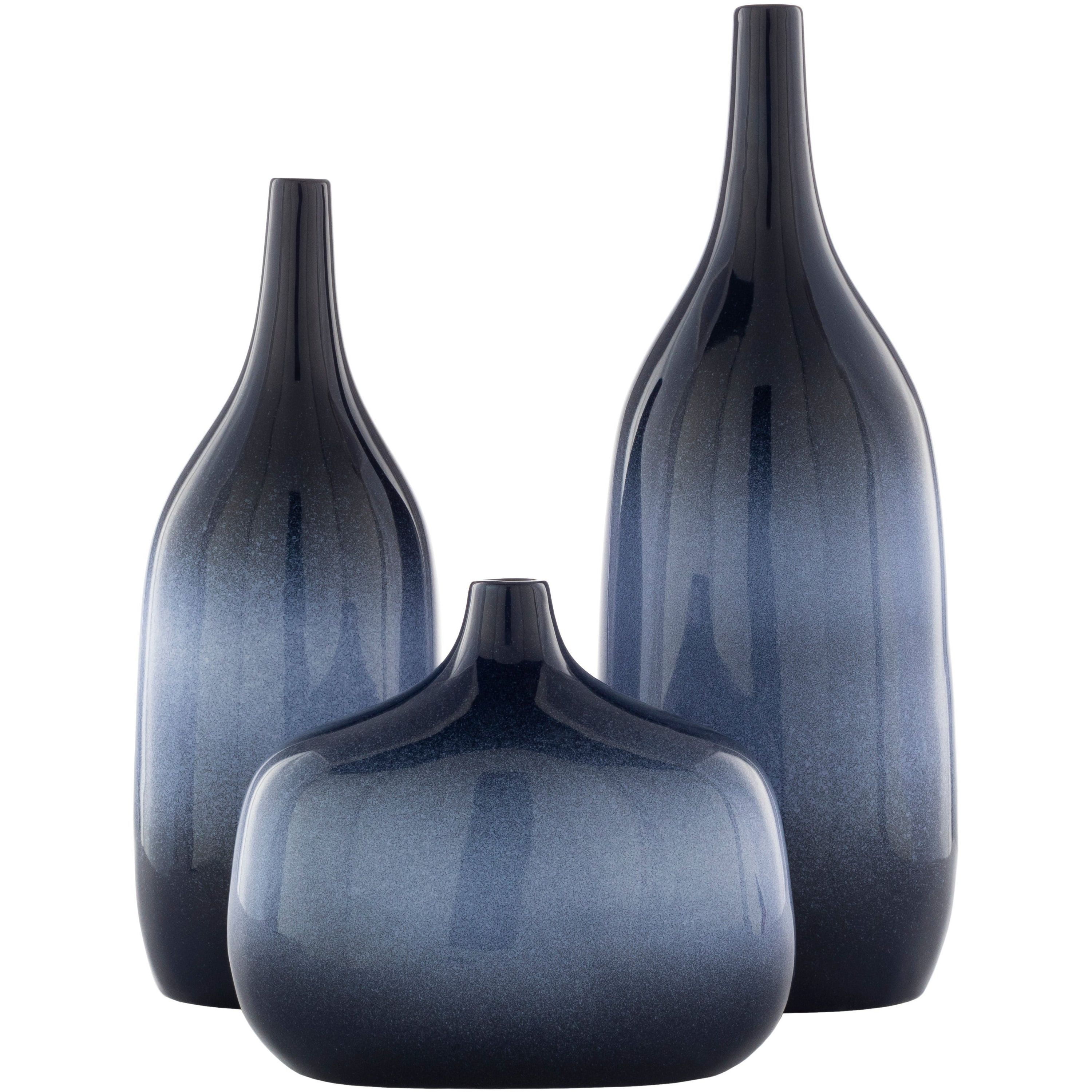 Surya Sparta Collection Modern Set of 3 Blue Ceramic Vases SPA-001 - Image 1