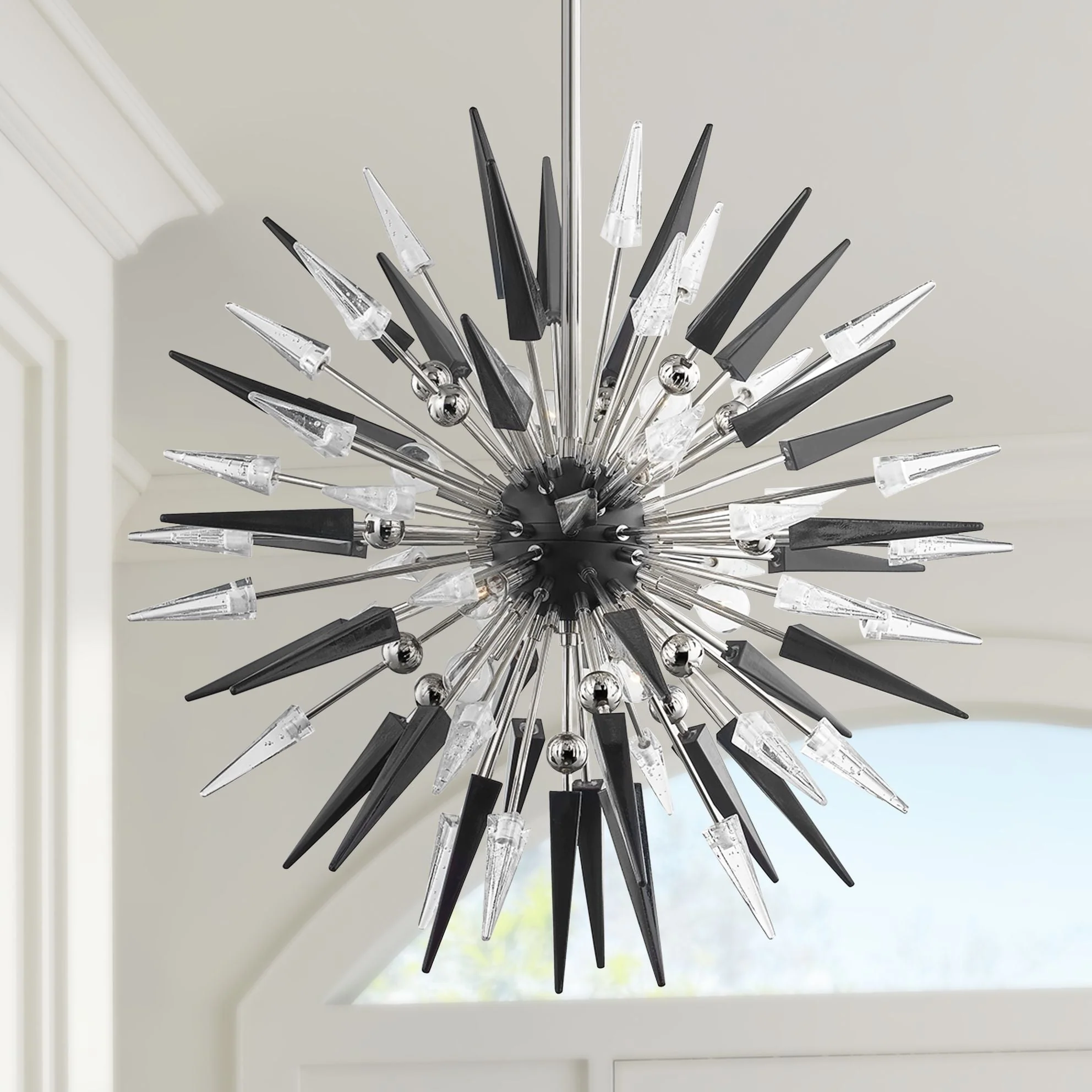 Sparta 32" Wide Polished Nickel 12-Light Sputnik Chandelier - Image 1