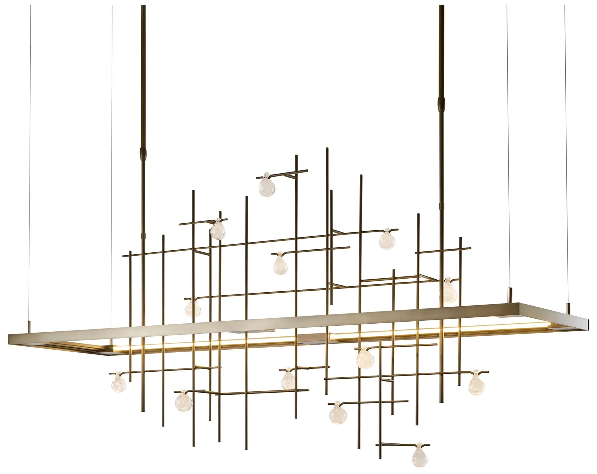 Spring 53.4" Dark Smoke Long LED Pendant with Clear Bubble Glass - Image 1