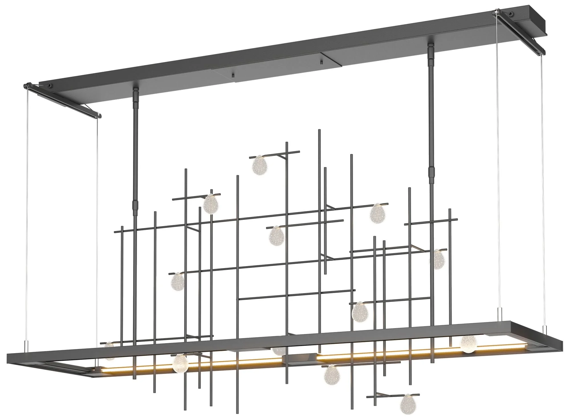 Spring 53.4"W Black Standard LED Pendant w/ Clear Bubble Glass Shade - Image 1