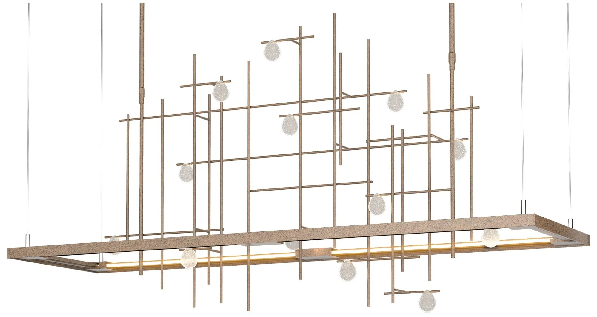 Spring 53.4"W Bronze Long LED Pendant With Clear Bubble Glass Shade - Image 1