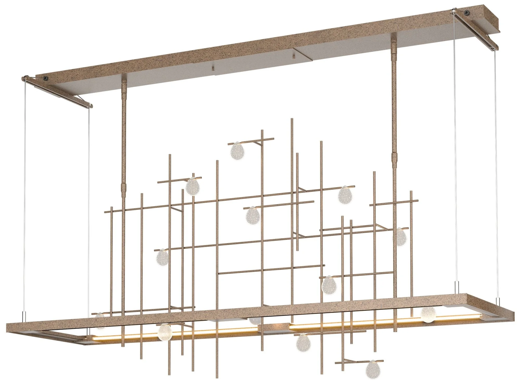 Spring 53.4"W Bronze Standard LED Pendant w/ Clear Bubble Glass Shade - Image 1
