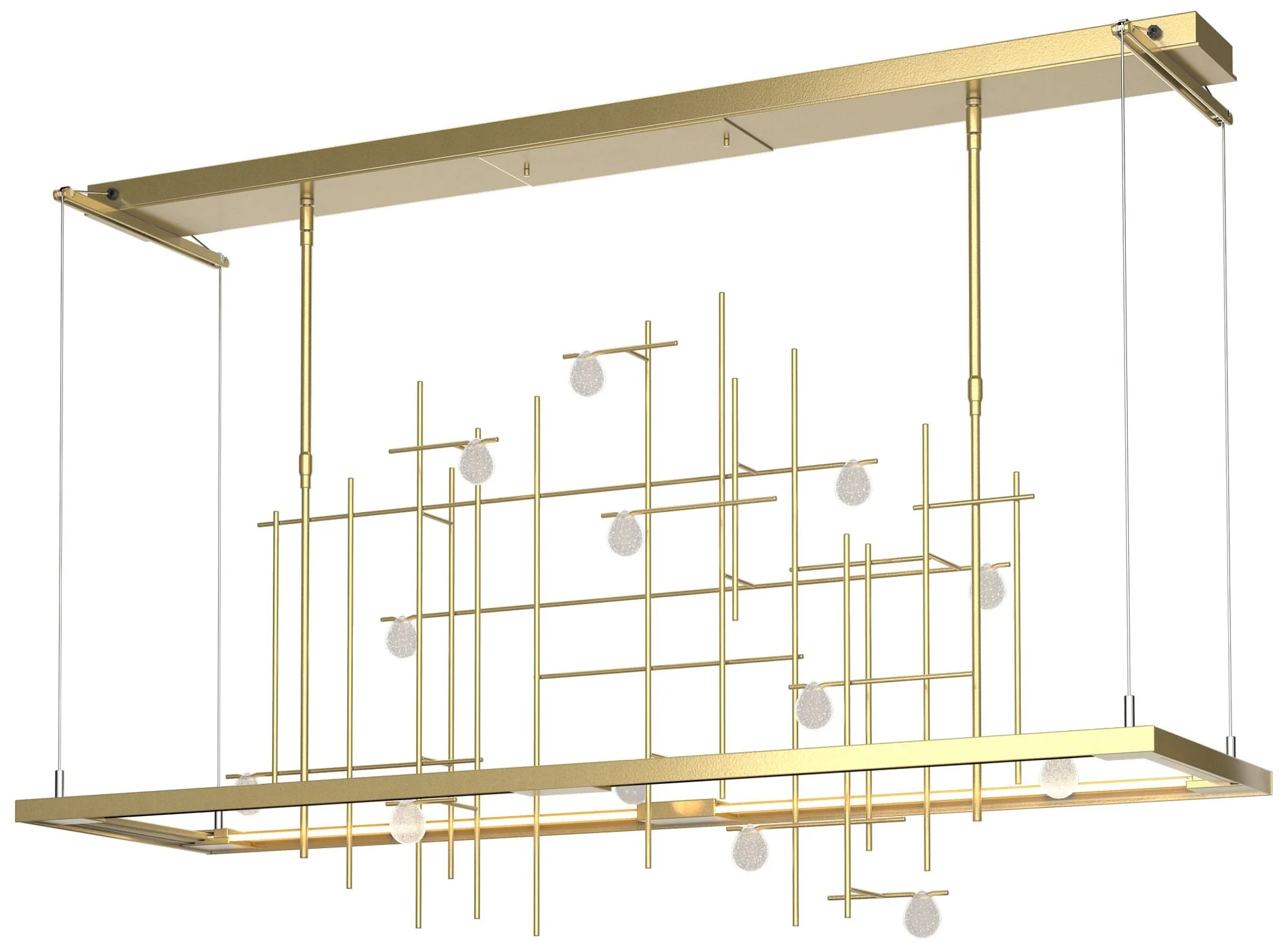 Spring 53.4"W Modern Brass Standard LED Pendant w/ Clear Bubble Glass - Image 1