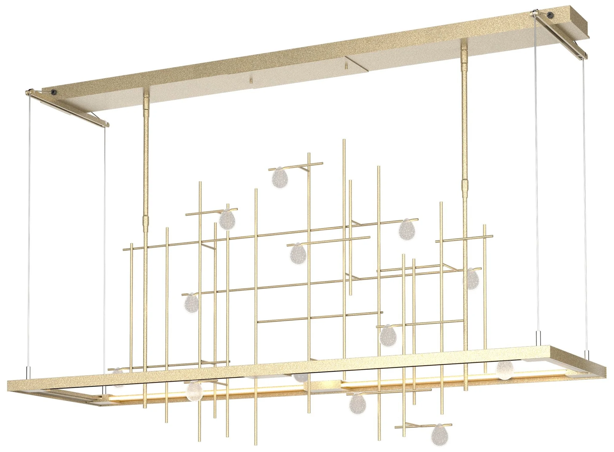 Spring 53.4"W Soft Gold Standard LED Pendant w/ Clear Bubble Glass Sha - Image 1