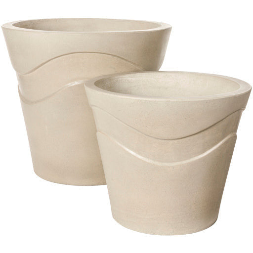 Surya Seastone Collection Modern Set of 2 Brushed Matte Gray Concrete Outdoor Floor Vases SST-005 - Image 2