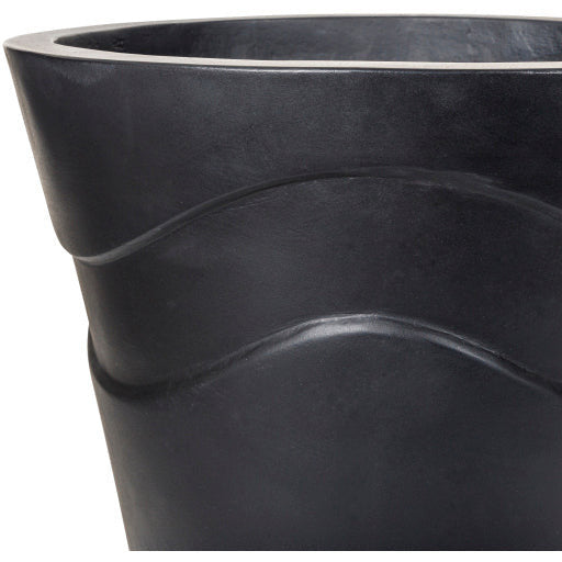 Surya Seastone Collection Modern Set of 2 Brushed Matte Black Concrete Outdoor Floor Vases SST-006 - Image 2