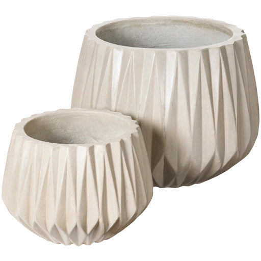 Surya Seastone Collection Modern Set of 2 Brushed Matte Gray Concrete Outdoor Floor Vases SST-011 - Image 2