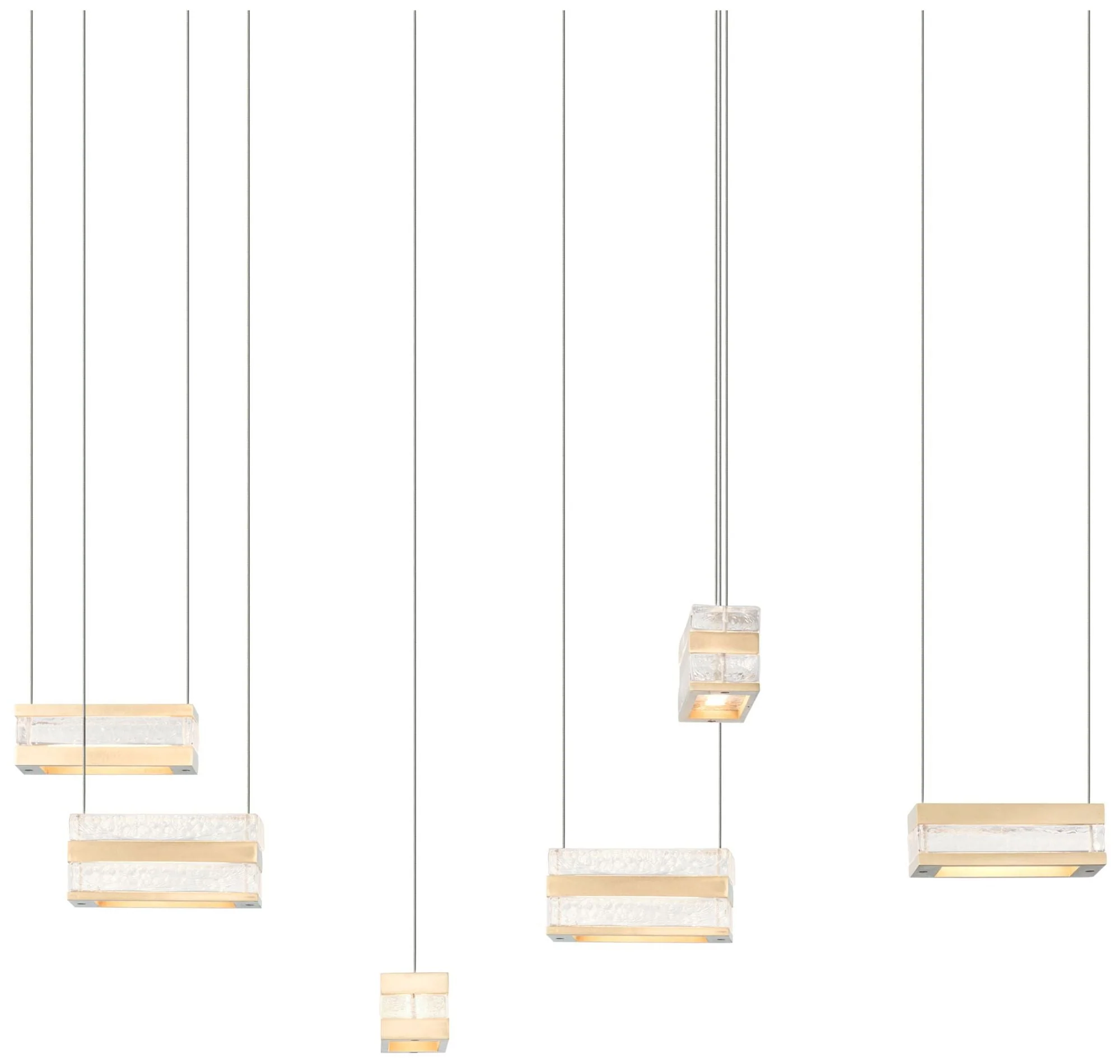 Stacks 33.7" Wide 6-Light Modern Brass LED Pendant With Clear Glass - Image 1