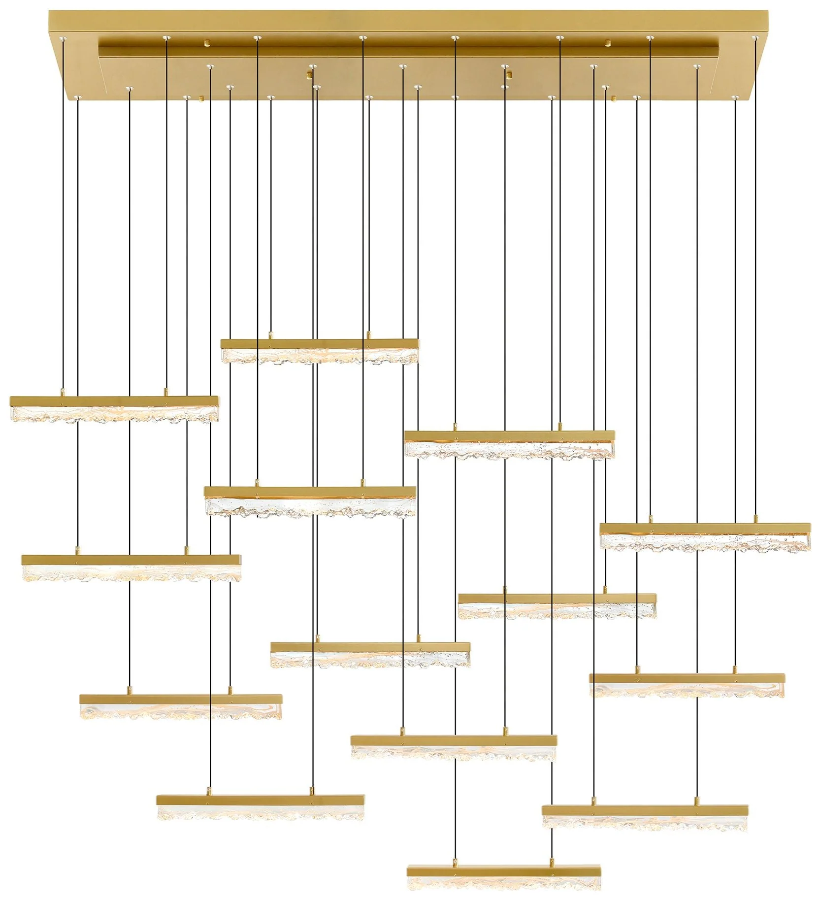 Stagger Integrated LED Brass Chandelier - Image 1
