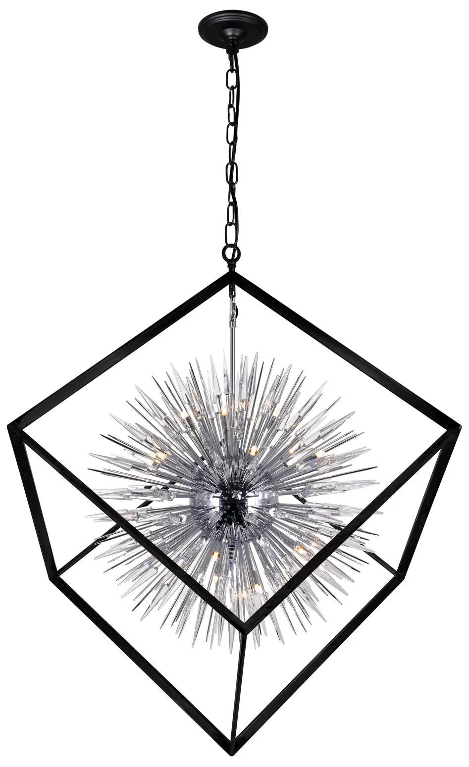 Starburst 20 Light Chandelier With Chrome & Black Finish - Image 1