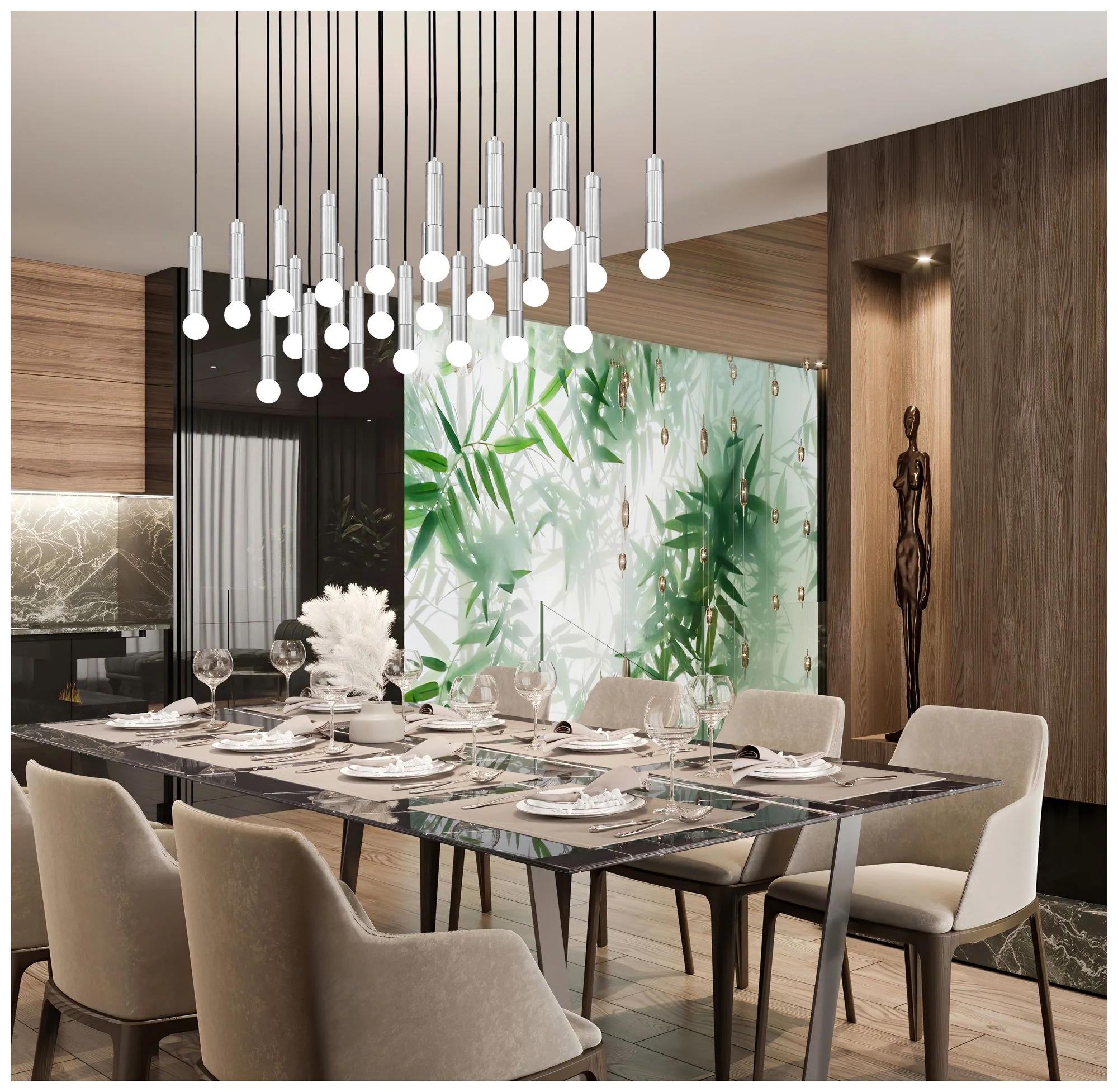 Stari by Z-Lite Brushed Nickel 23 Light Linear Chandelier - Image 2