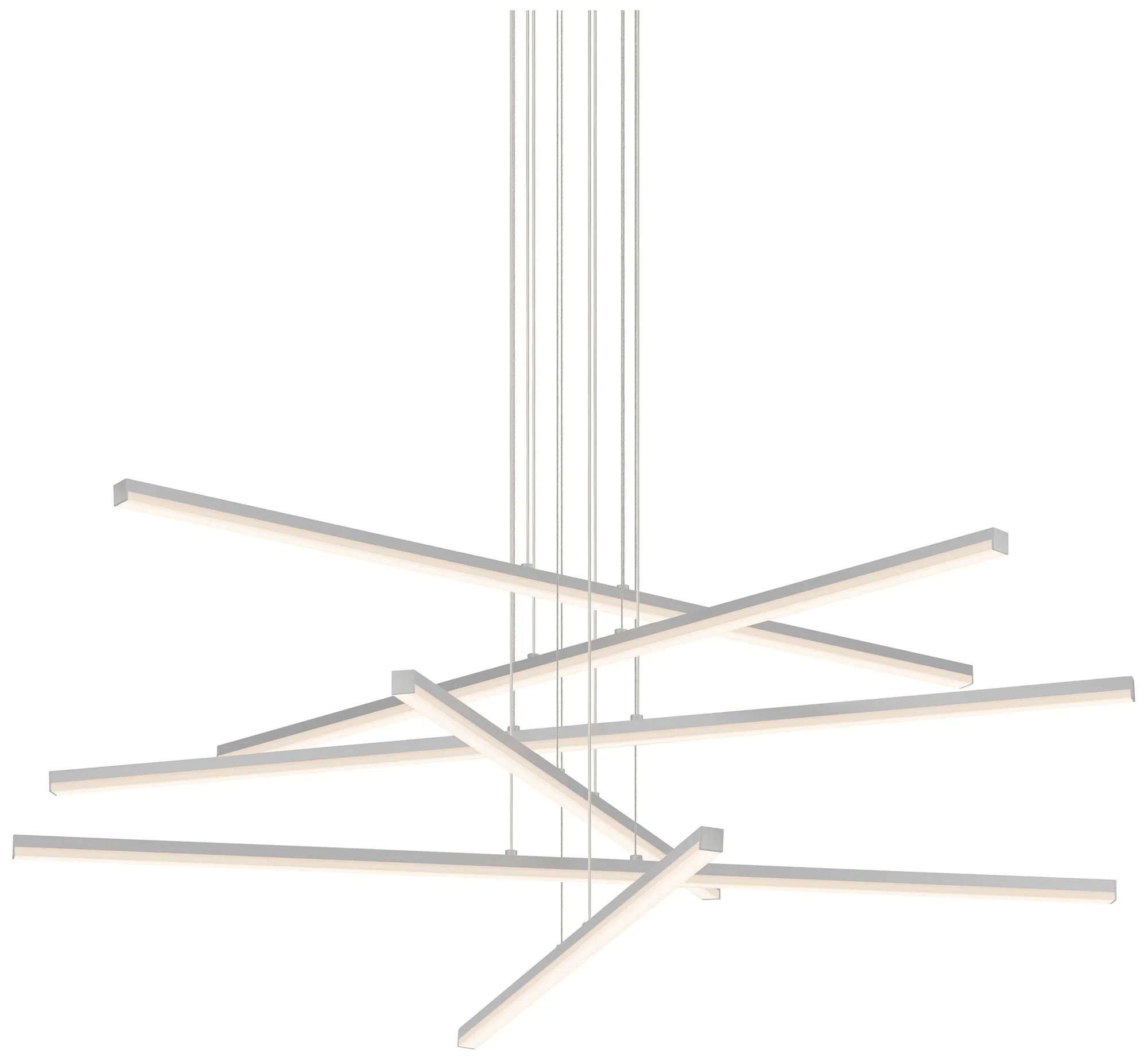 Stix 39 1/2" Wide Satin Aluminum 6-Arm LED Pendant Light - Image 2