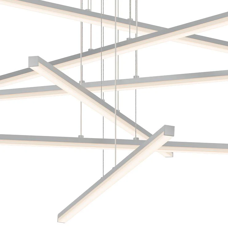 Stix 39 1/2" Wide Satin Aluminum 6-Arm LED Pendant Light - Image 3