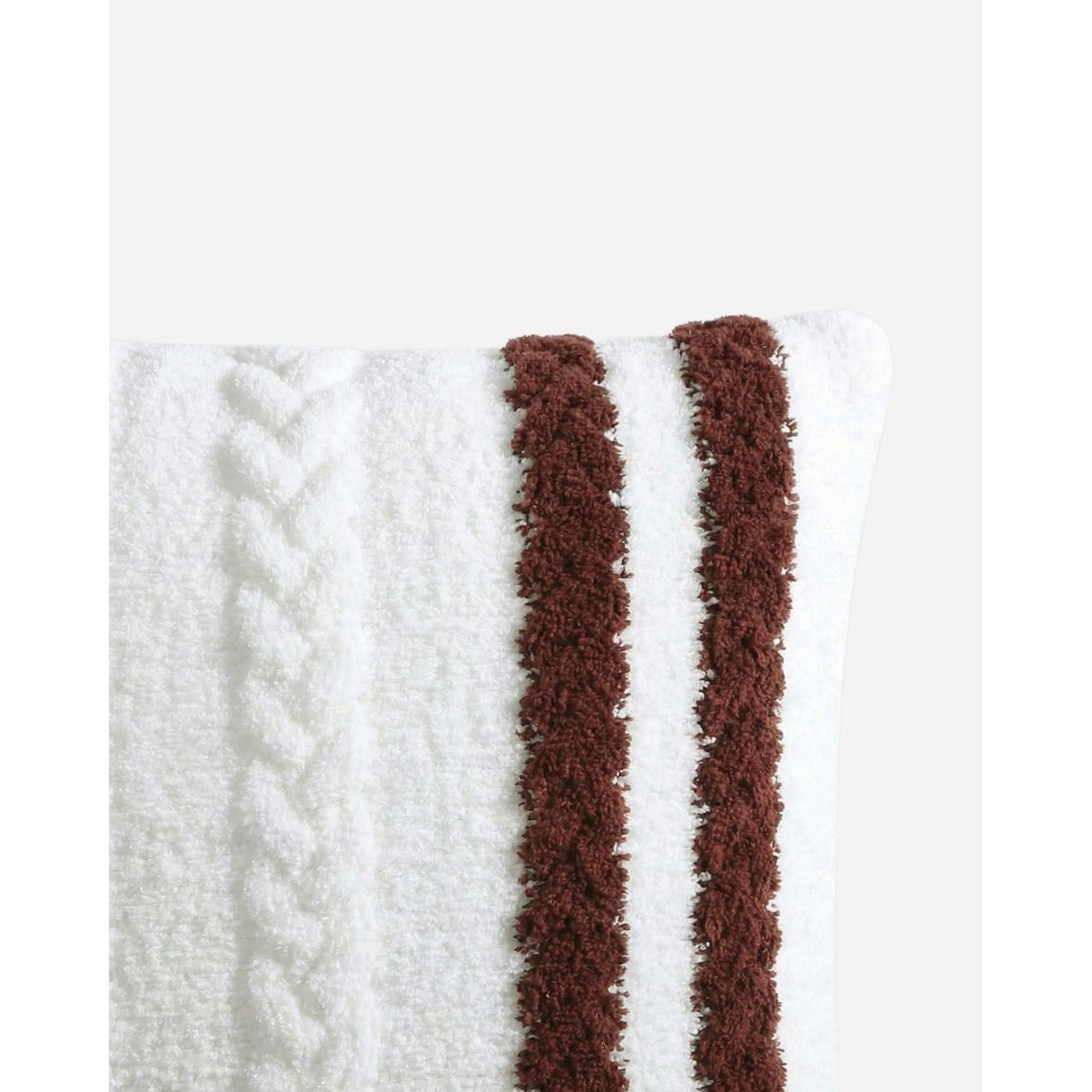 Sunday Citizen Snug Braided Throw Pillow with Stripe in Off White-Fig ~ 20 x 20 - Image 3