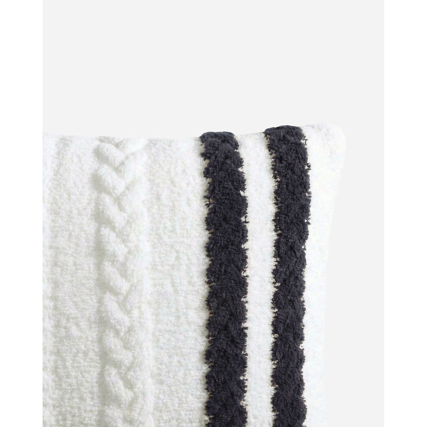 Sunday Citizen Snug Braided Throw Pillow with Stripe in Off White-Midnight ~ 20 x 20 - Image 3