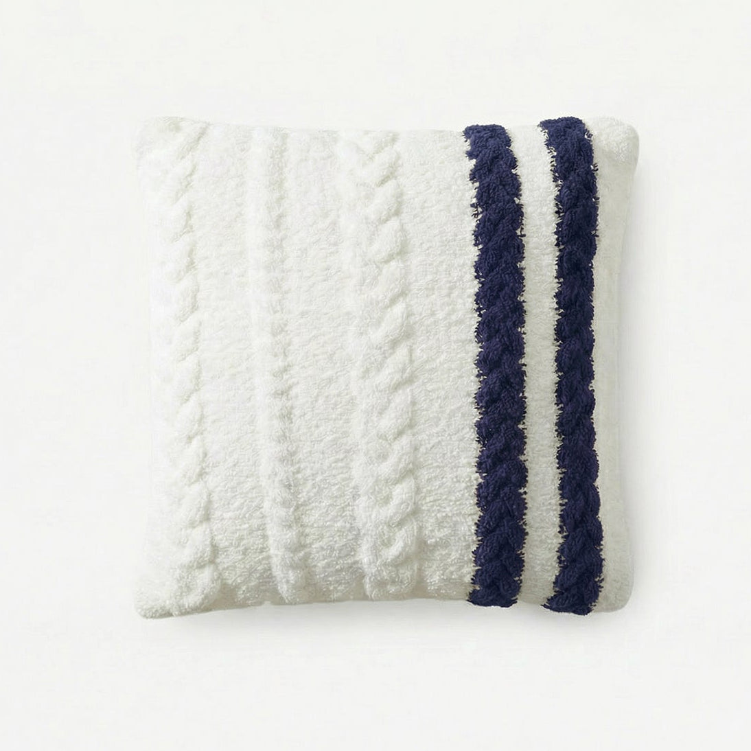 Sunday Citizen Snug Braided Throw Pillow with Stripe in Off White-Midnight ~ 20 x 20