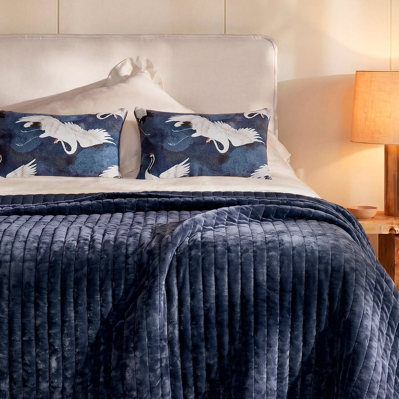 Sunday Citizen Crane in the Clouds Small Lumbar Pillow in Baritone Blue ~ 22 in x 14 in - Image 2