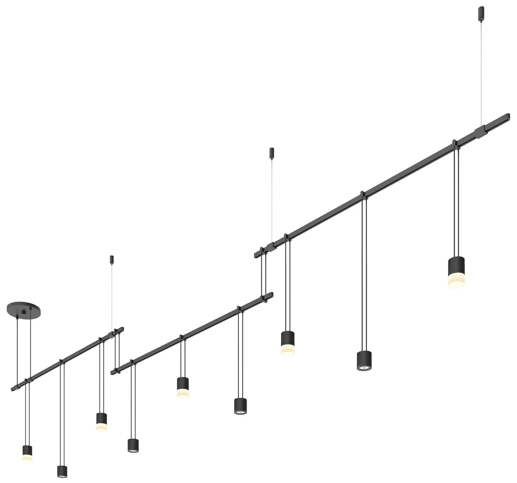 Suspenders 104" Wide 3-Bar Satin Black Offset Linear Pendant - Image 1