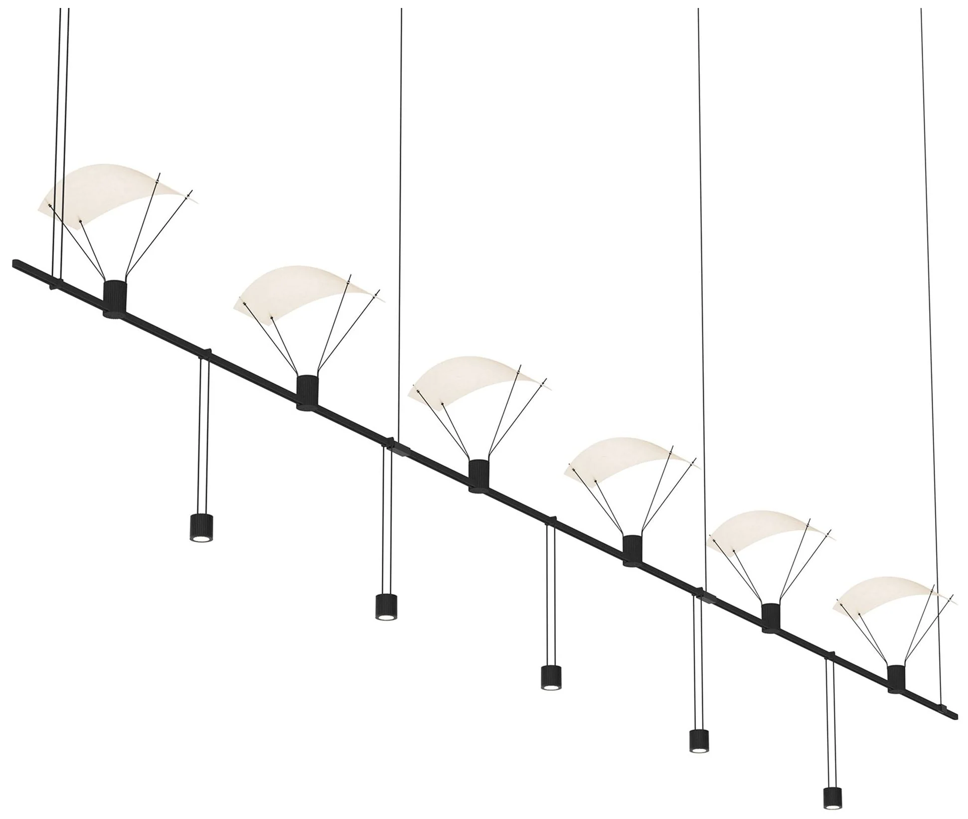 Suspenders 110" Wide 3-Bar Satin Black In-Line Linear Pendant - Image 1
