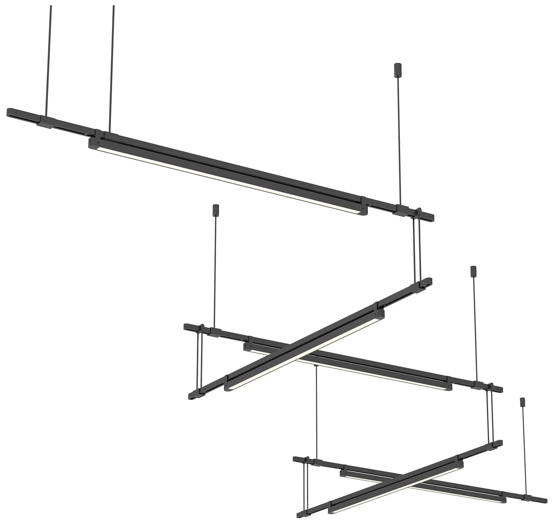 Suspenders 118"W 5-Bar Satin Black Zig Zag Linear Suspension w/ Lumina - Image 1