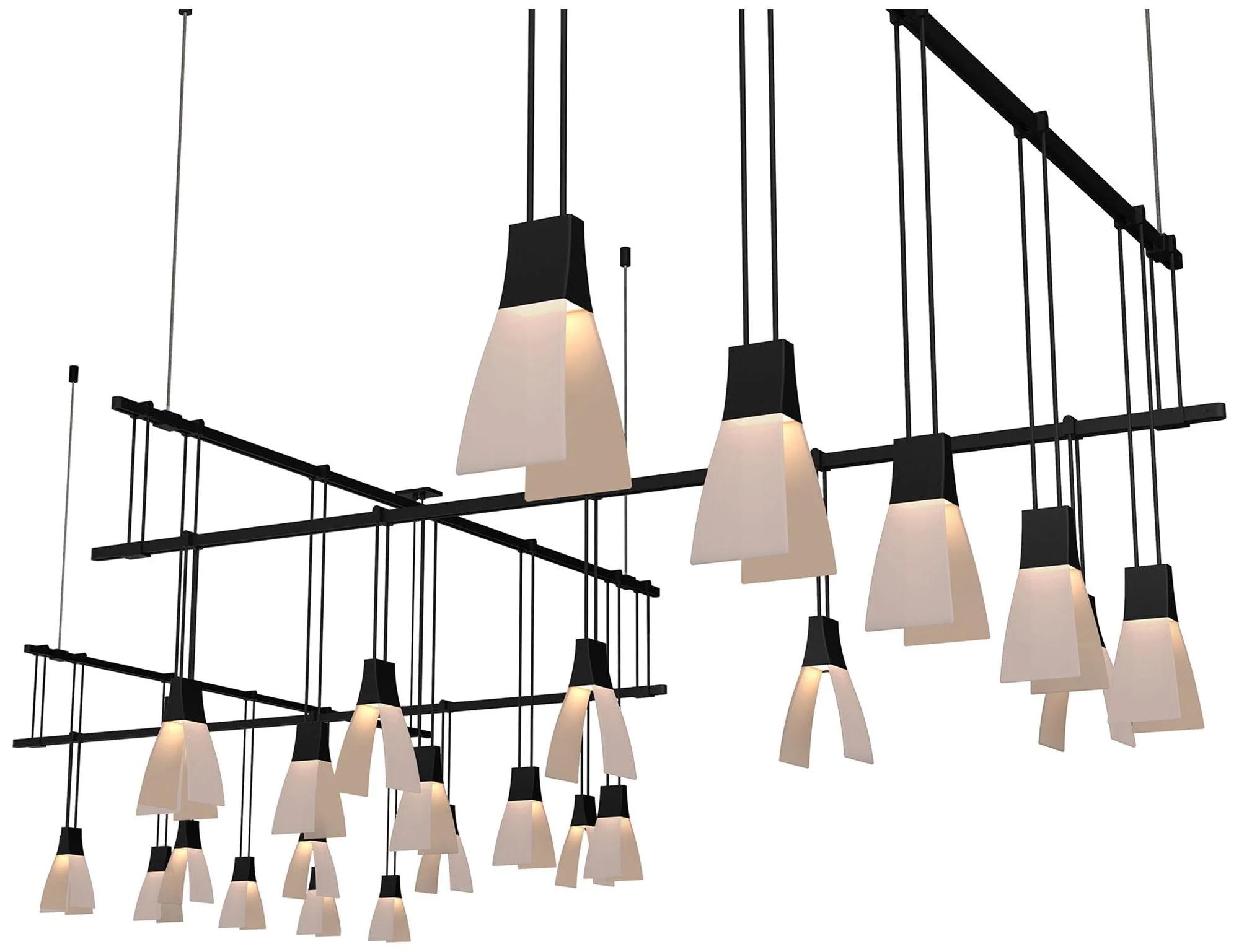 Suspenders 161" Wide 25-Light Satin Black LED Pendant - Image 1