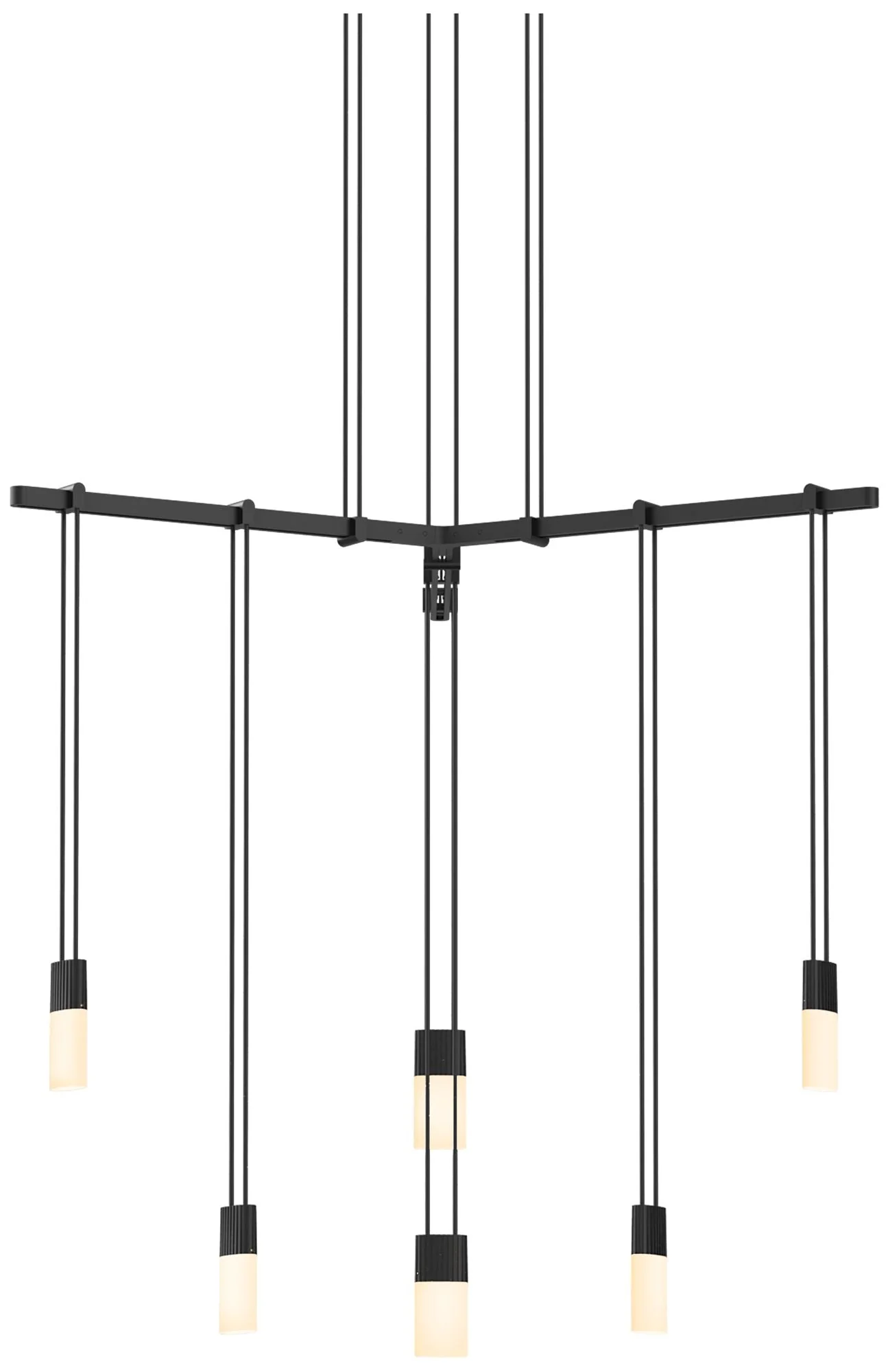 Suspenders - 24" 1-Tier Tri-Bar - Satin Black - White Etched Glass - Image 1