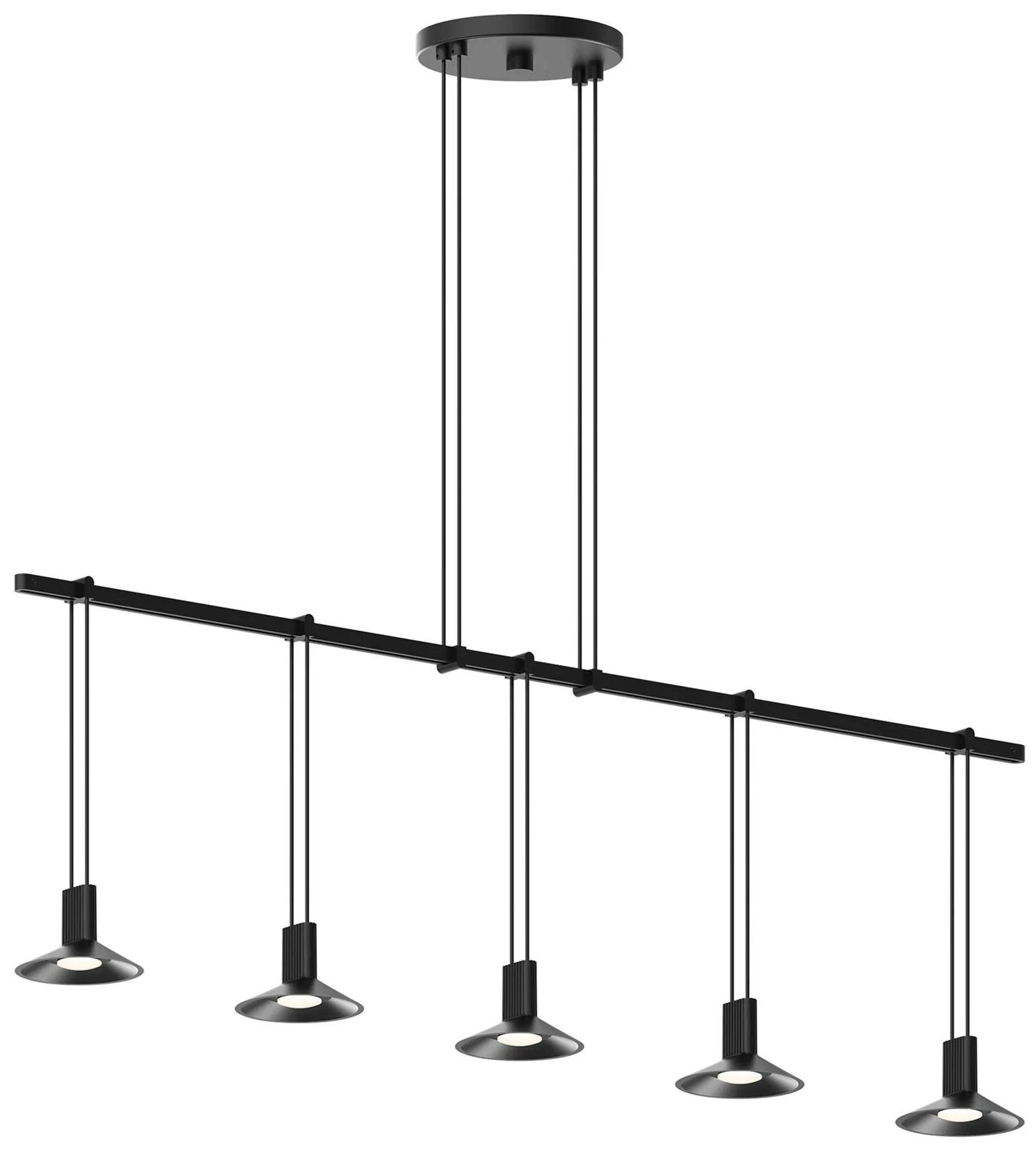 Suspenders - 36" Satin Black Linear Pendant With Reflector Luminaires - Image 1