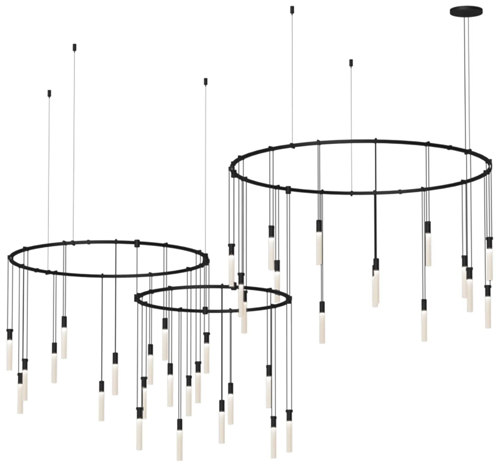 Suspenders 40" Wide 36-Light Satin Black LED Pendant - Image 1