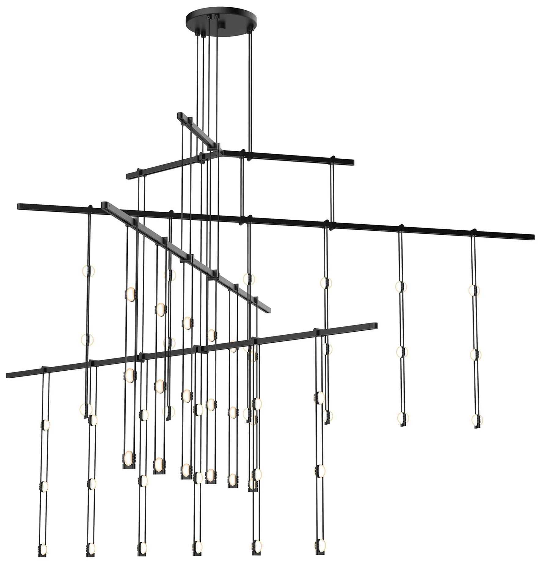 Suspenders 61"W 4-Tier Tri-Bar Satin Black Crystal Ladder Light Lumina - Image 1