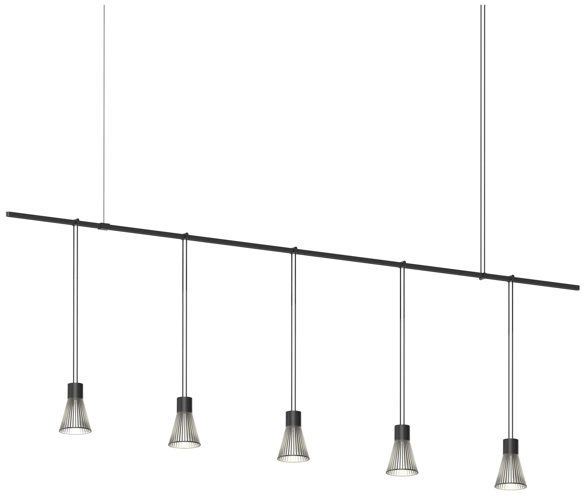 Suspenders 72" Satin Black Linear Pendant With Parasol Shade Cylinders - Image 1