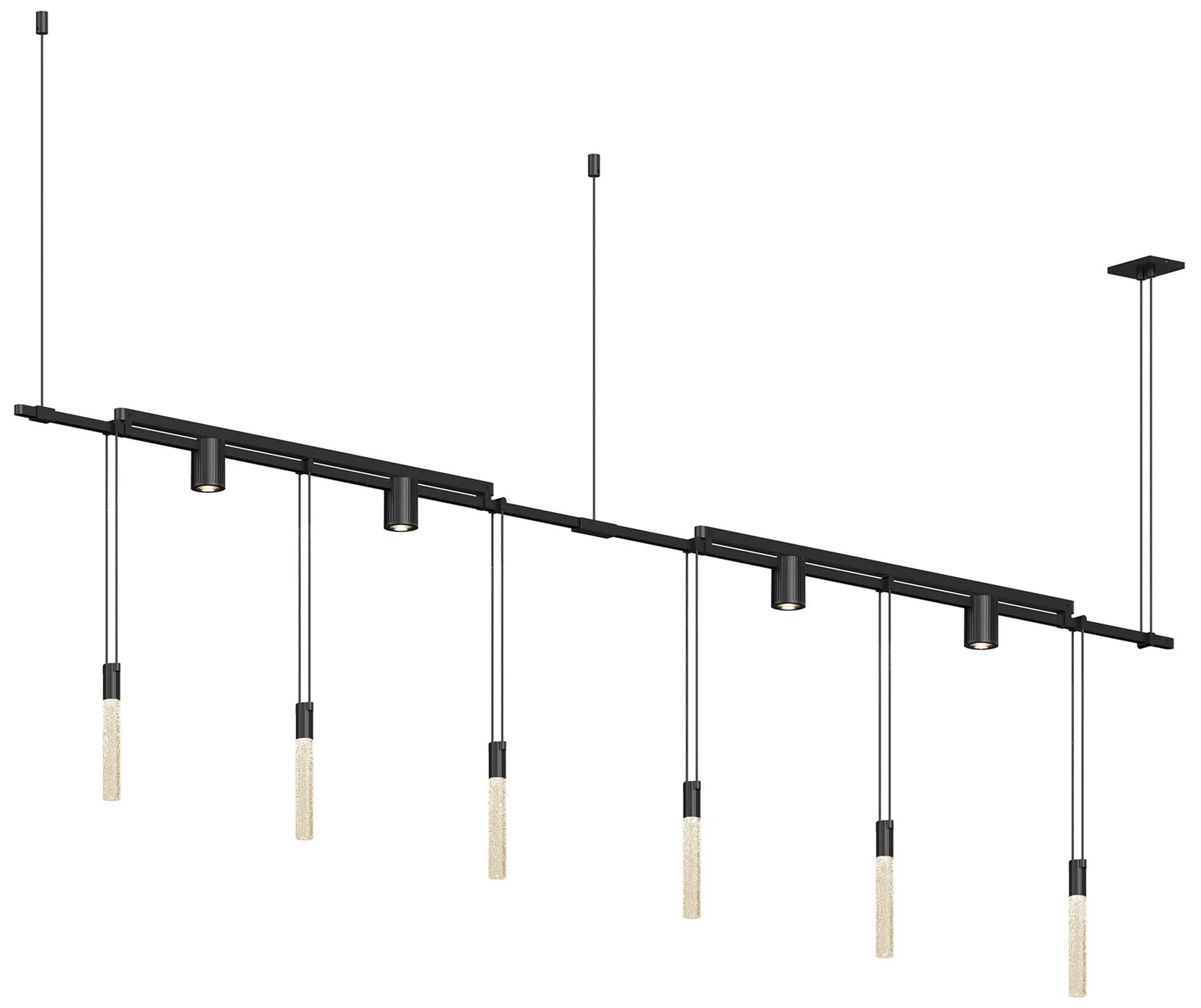 Suspenders 73" Wide 2-Bar Satin Black In-Line Linear Pendant - Image 1