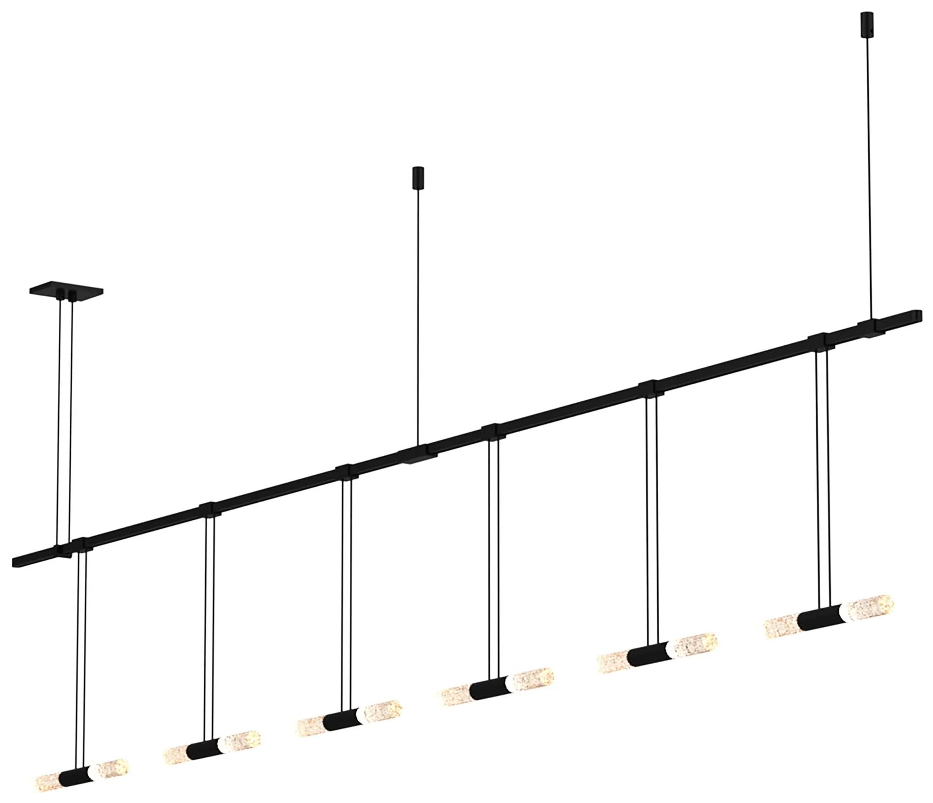 Suspenders 73" Wide Satin Black 2-Bar Linear Pendant - Image 1