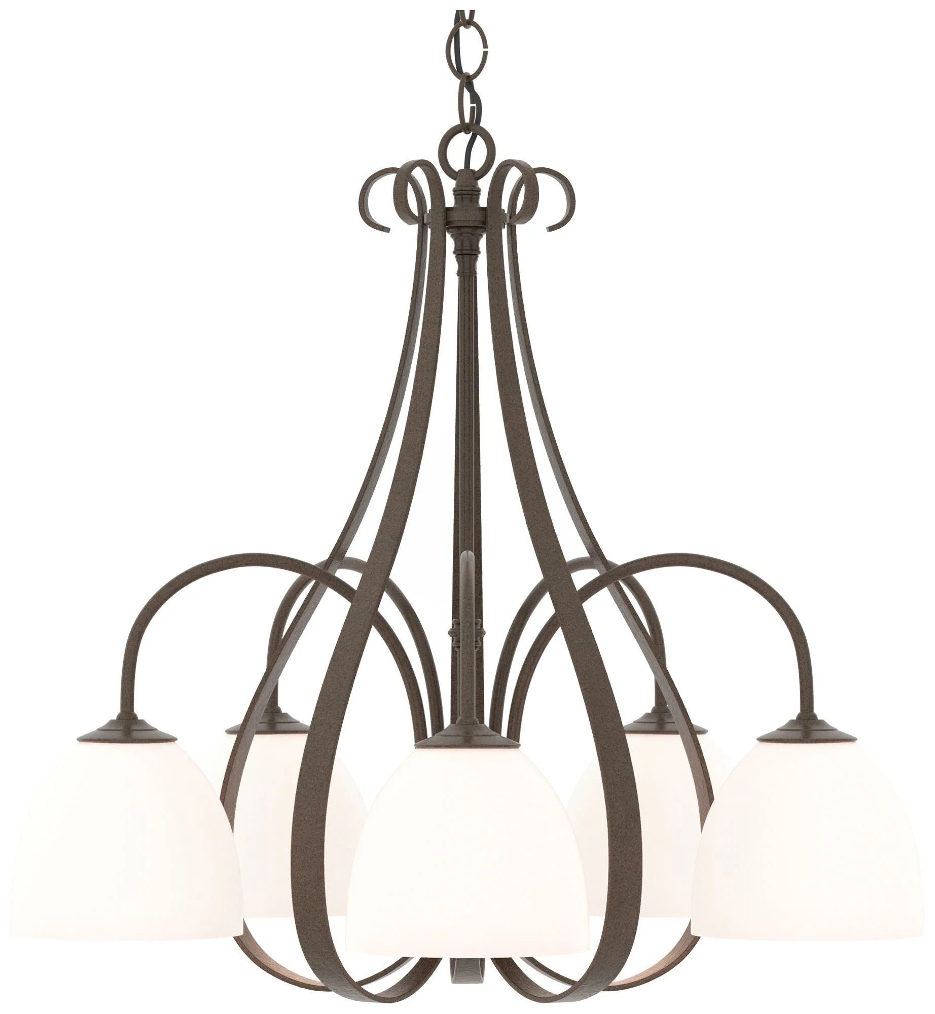 Sweeping Taper 24" Wide 5 Arm Bronze Chandelier With Opal Glass - Image 1