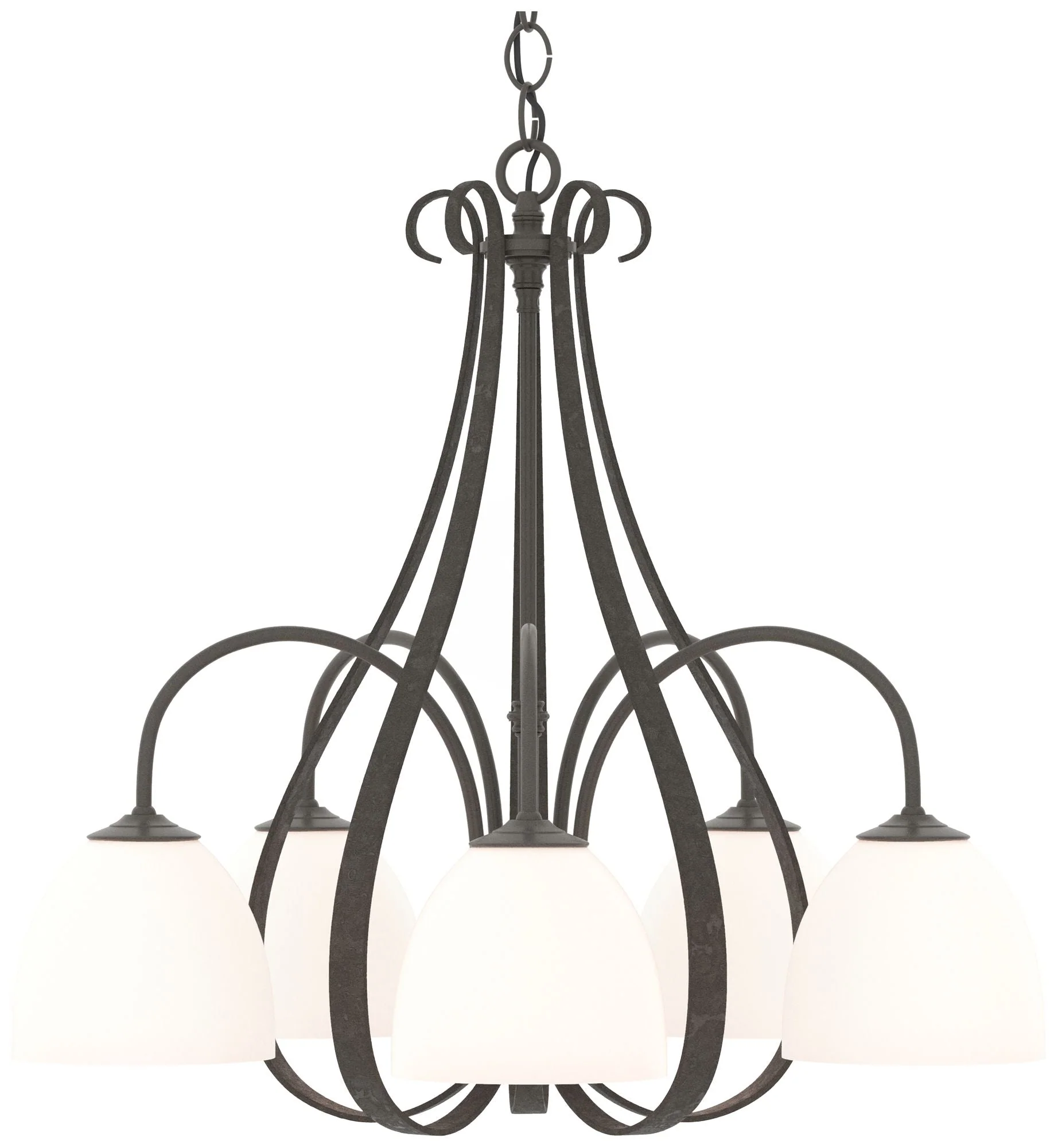 Sweeping Taper 24" Wide 5 Arm Dark Smoke Chandelier With Opal Glass - Image 1