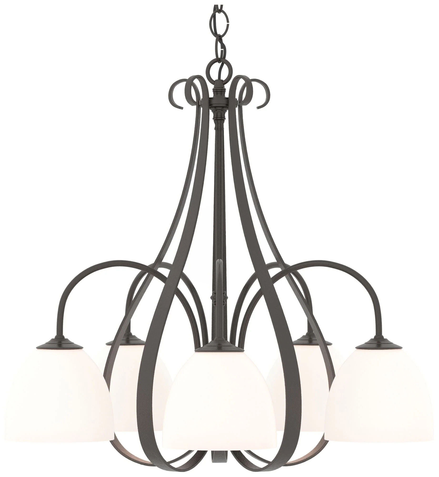 Sweeping Taper 24" Wide 5 Arm Oil Rubbed Bronze Chandelier With Opal G - Image 1