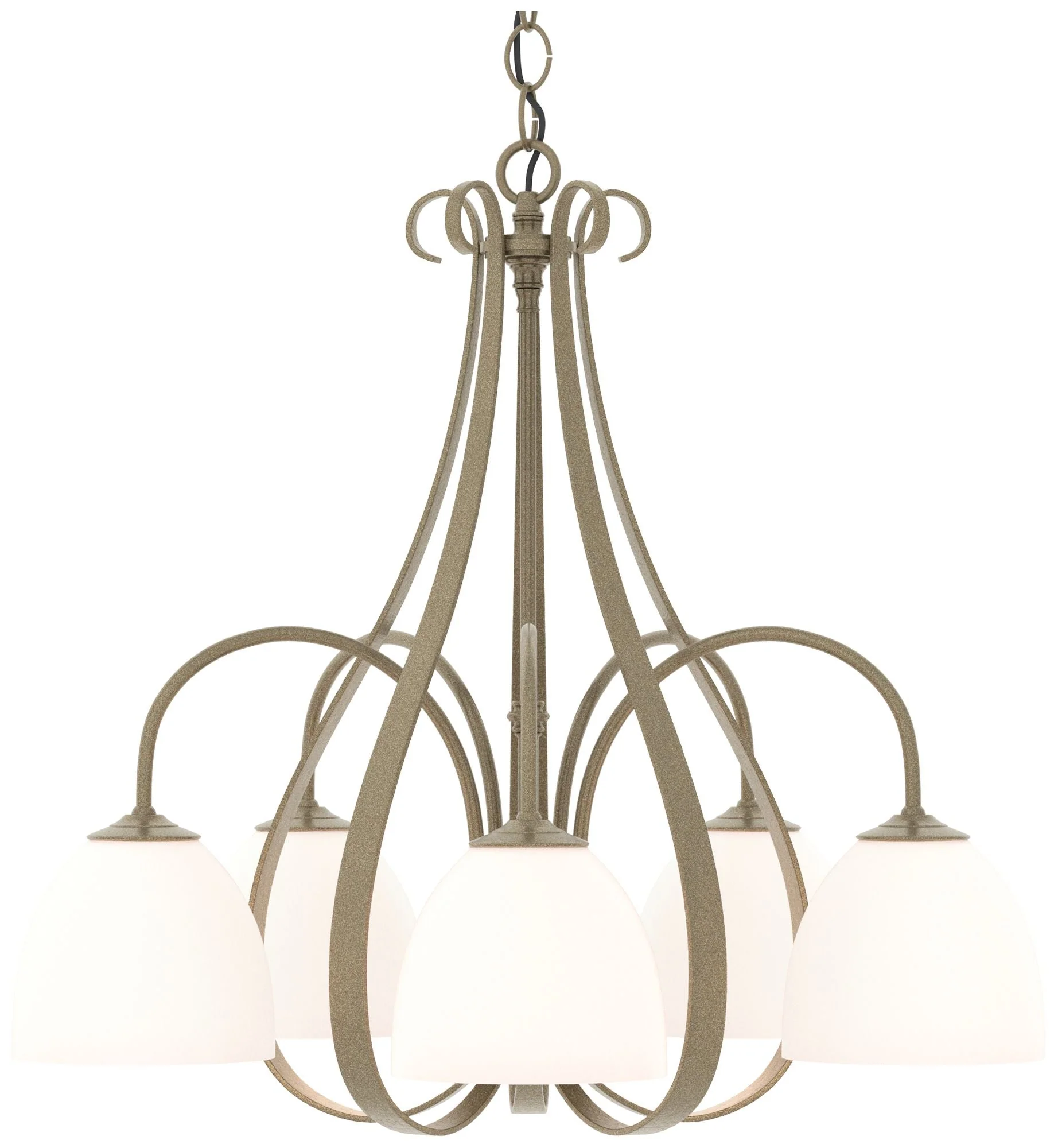 Sweeping Taper 24" Wide 5 Arm Soft Gold Chandelier With Opal Glass - Image 1